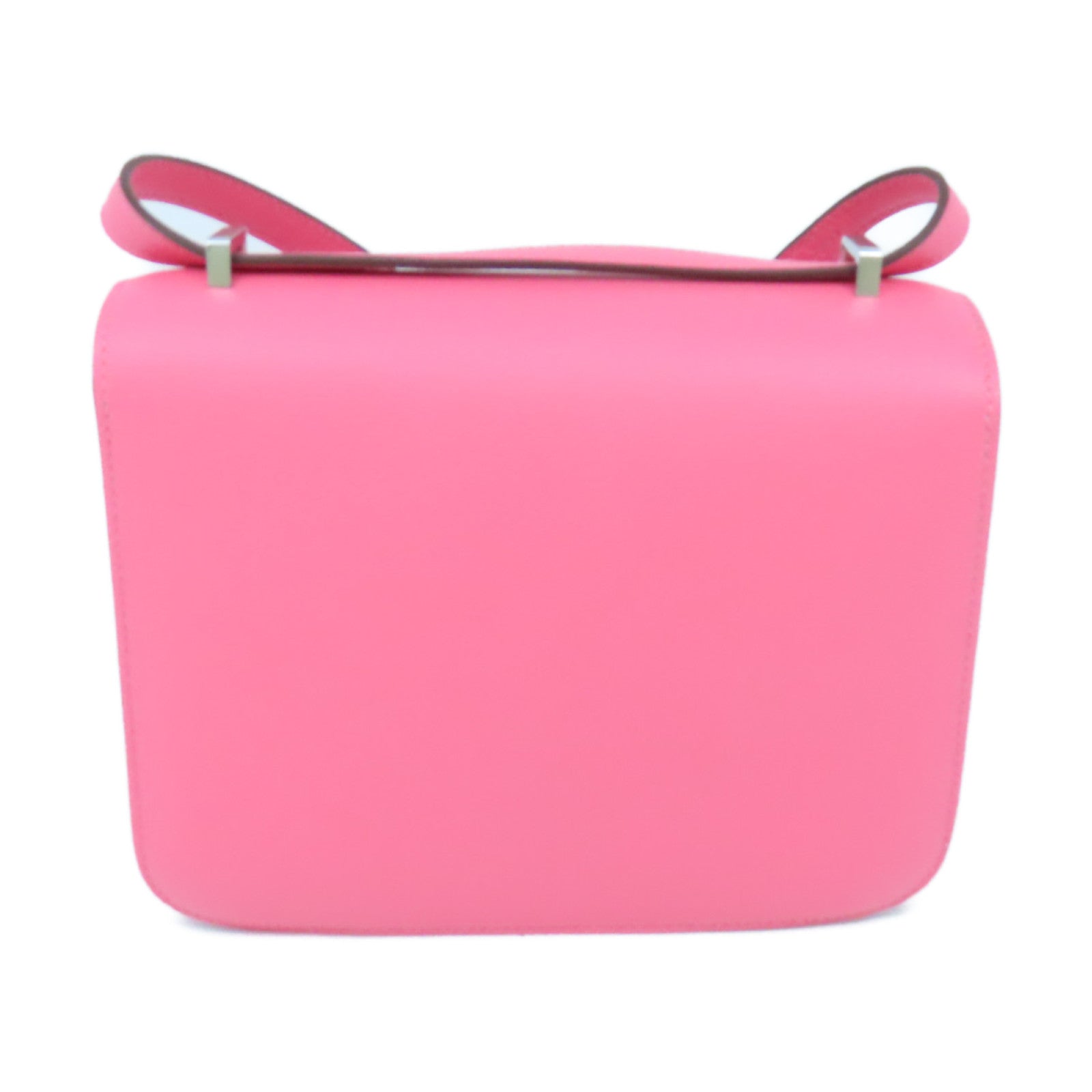 HERMES Evercolor皮革Constance Mini銀扣肩背袋Rose Azalee粉紅色