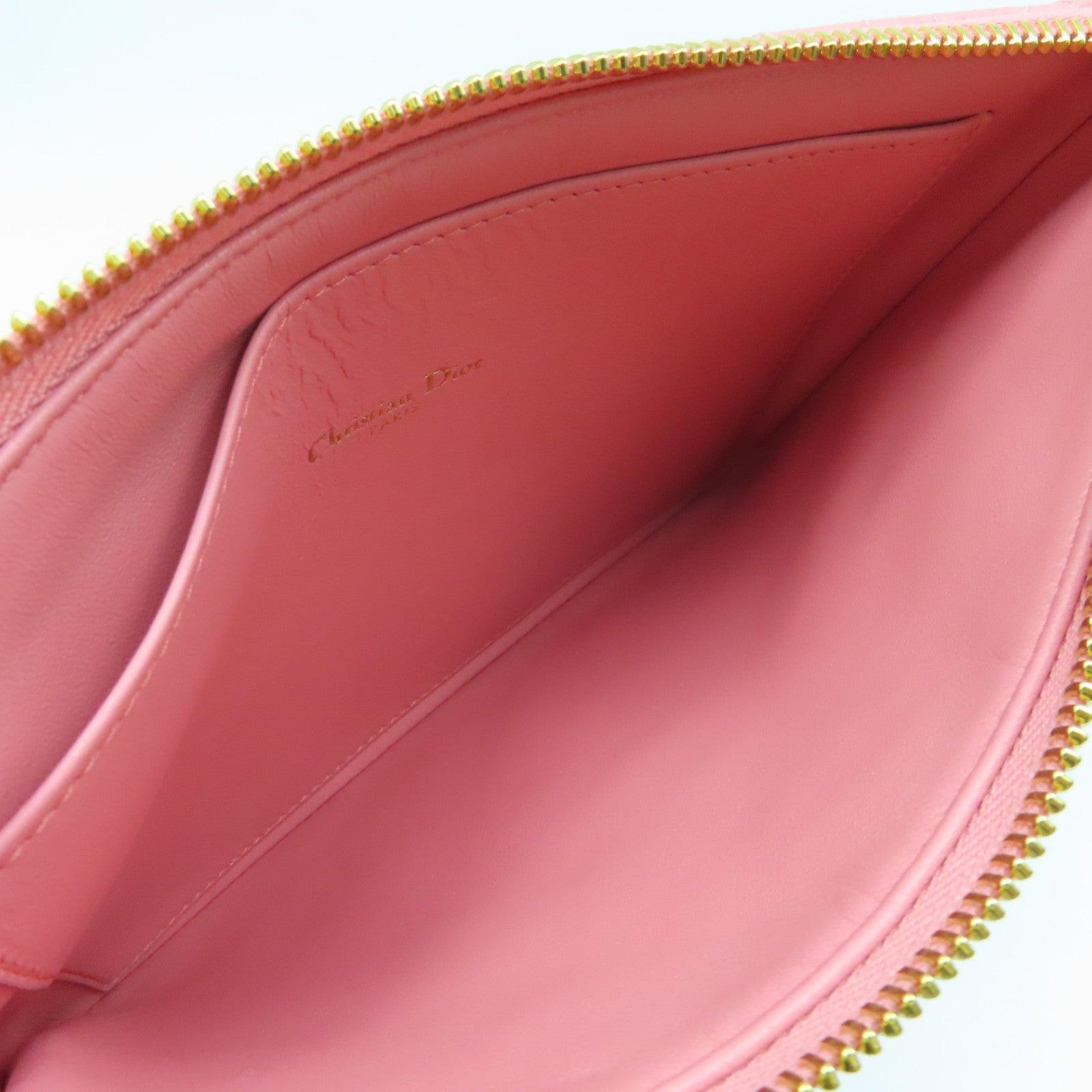 Dior 牛皮皮革Clutch Bag金扣手拿包粉紅色