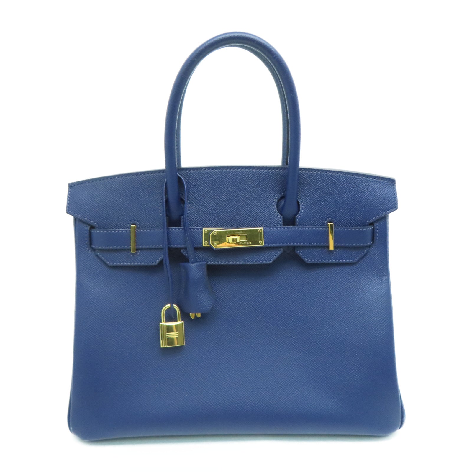 HERMES Epsom皮革Birkin 30金扣手挽袋藍寶石