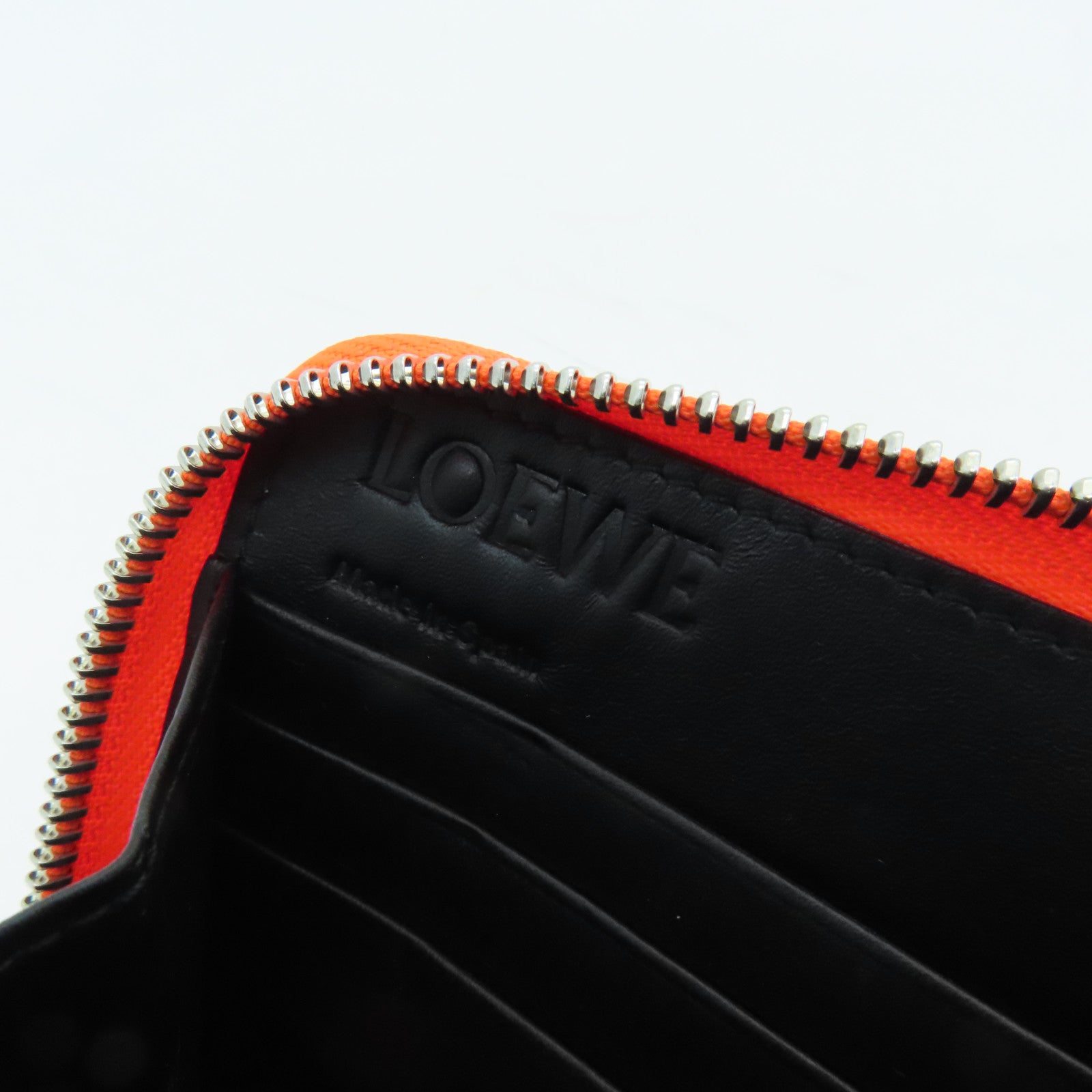 LOEWE 牛皮皮革Wallet銀扣長錢包橙色