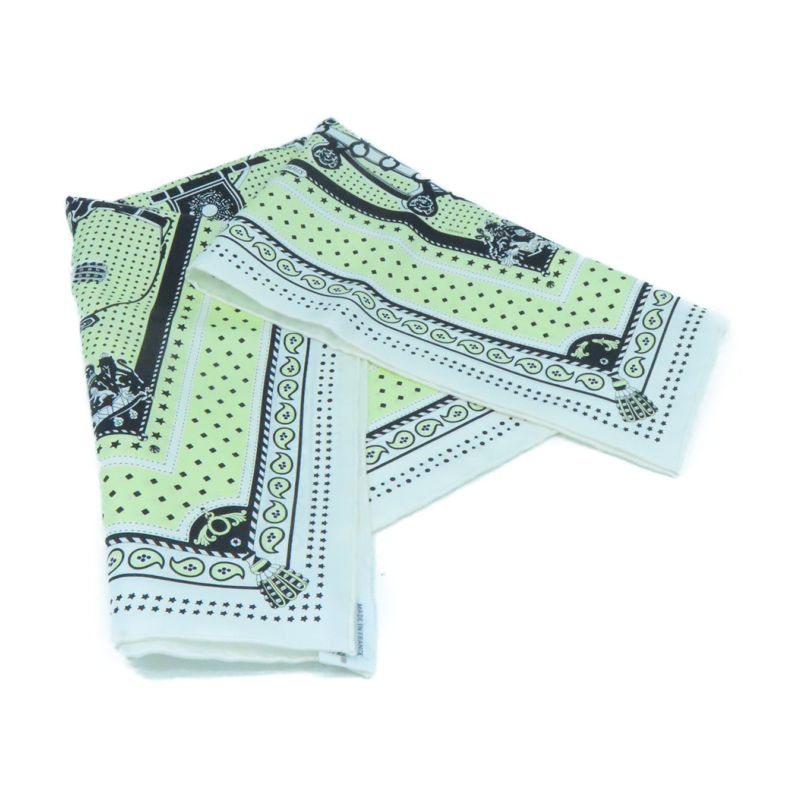 HERMES Silk Scarf Yellow/White