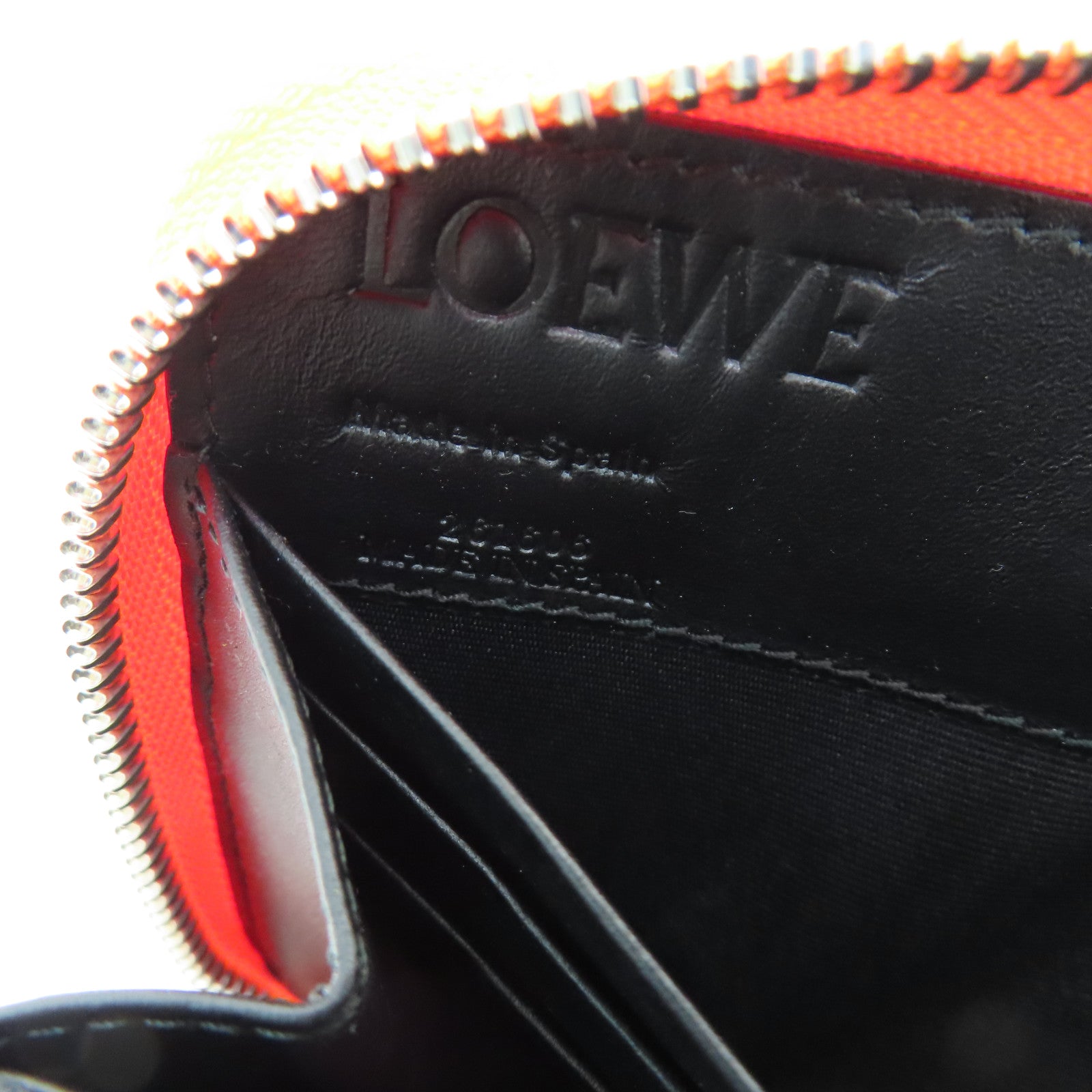 LOEWE 牛皮皮革Wallet銀扣長錢包橙色