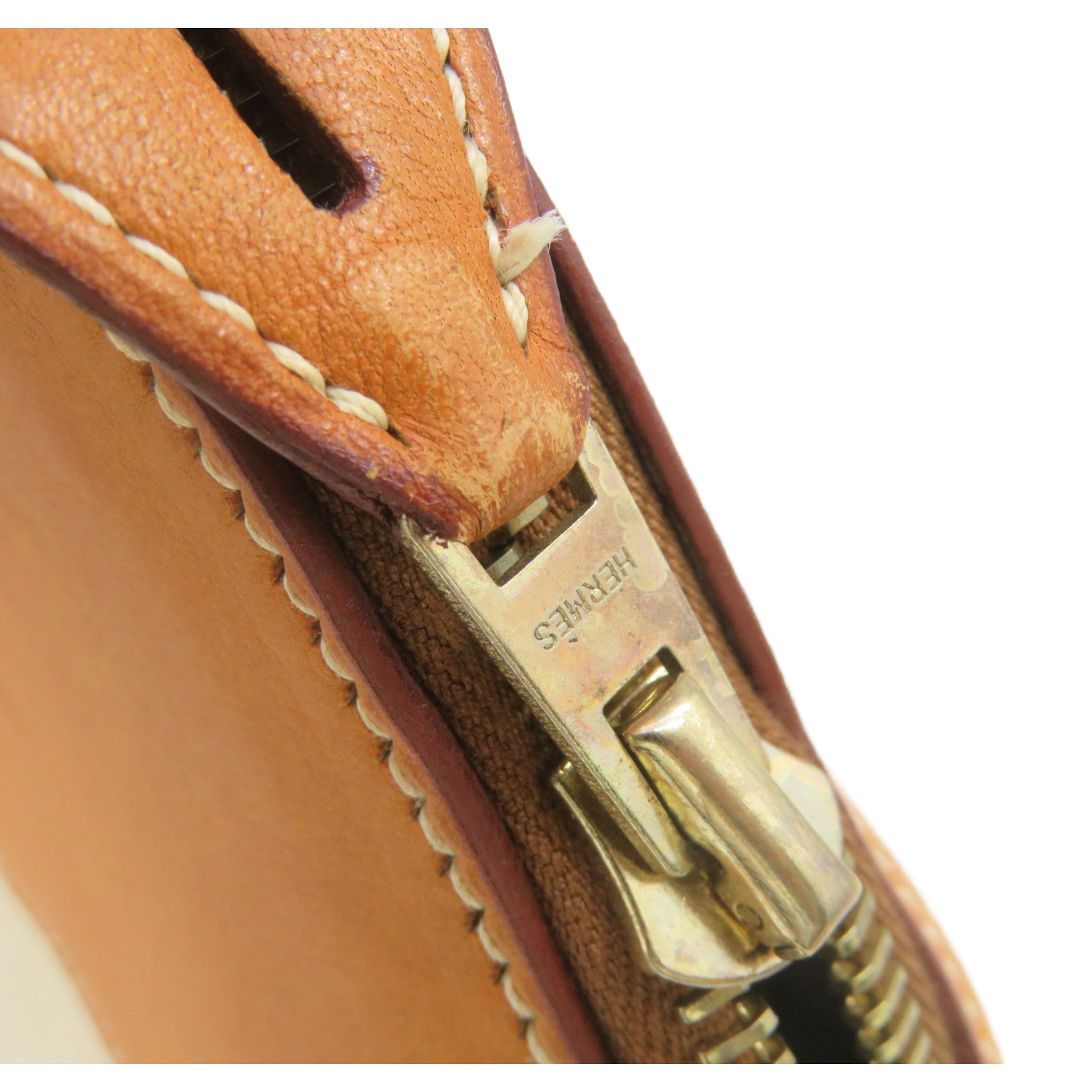 HERMES 帆布/牛皮皮革Bolide 35 2Way Shoulder Bag金扣手挽肩背兩用袋杏色