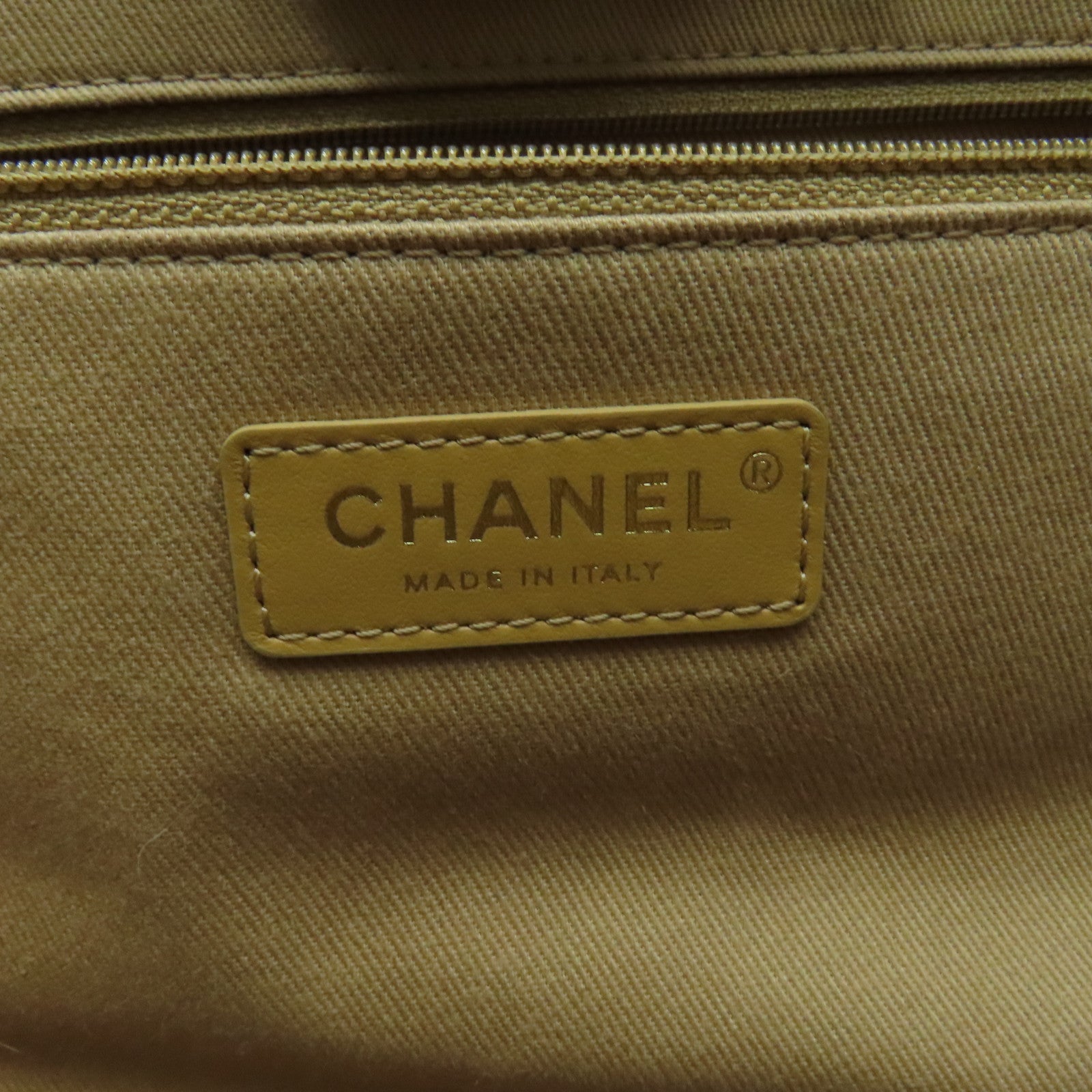 CHANEL 【激減優惠】牛皮皮革Deauville Tote金扣手挽袋米色
