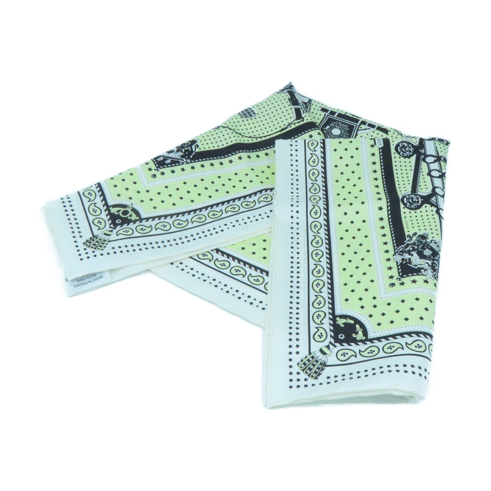 HERMES Silk Scarf Yellow/White