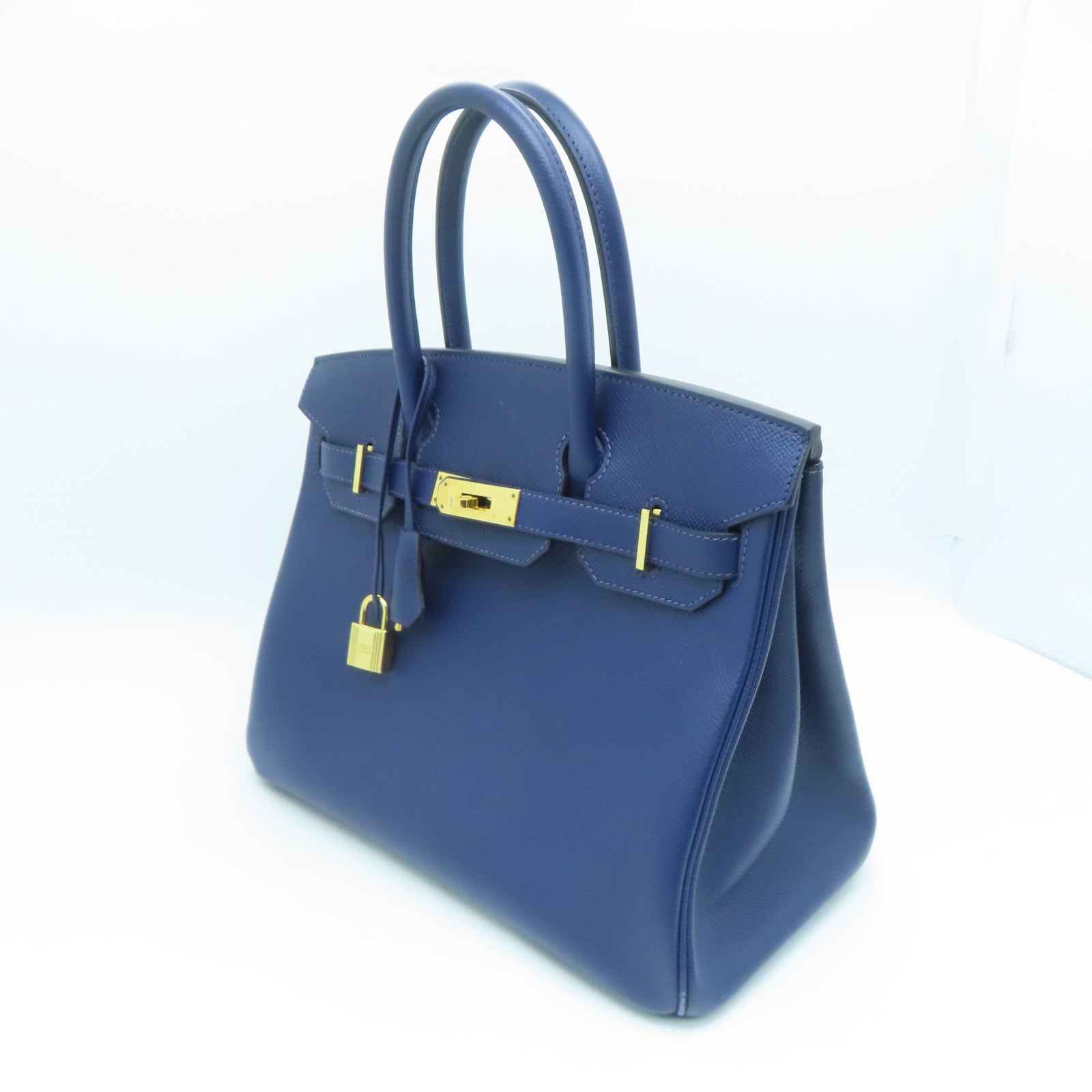 HERMES Epsom皮革Birkin 30金扣手挽袋藍寶石