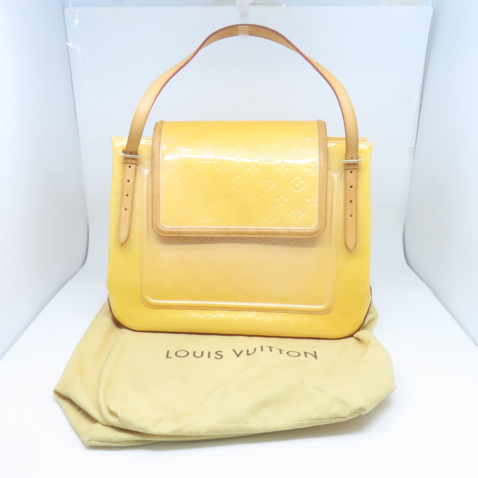 LOUIS VUITTON Monogram Vernis Tote Bag金扣手挽袋黃色