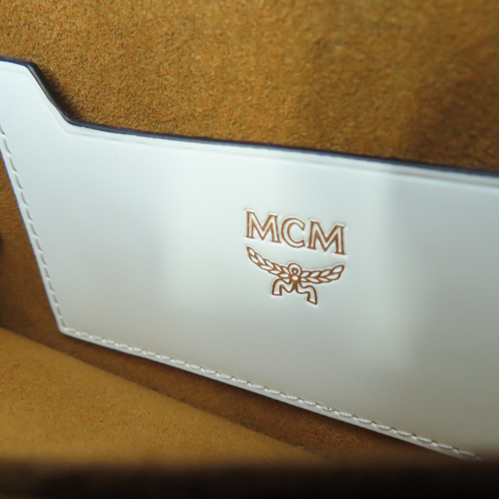 MCM Leather Berlin Box Gold Buckle Shoulder Bag White