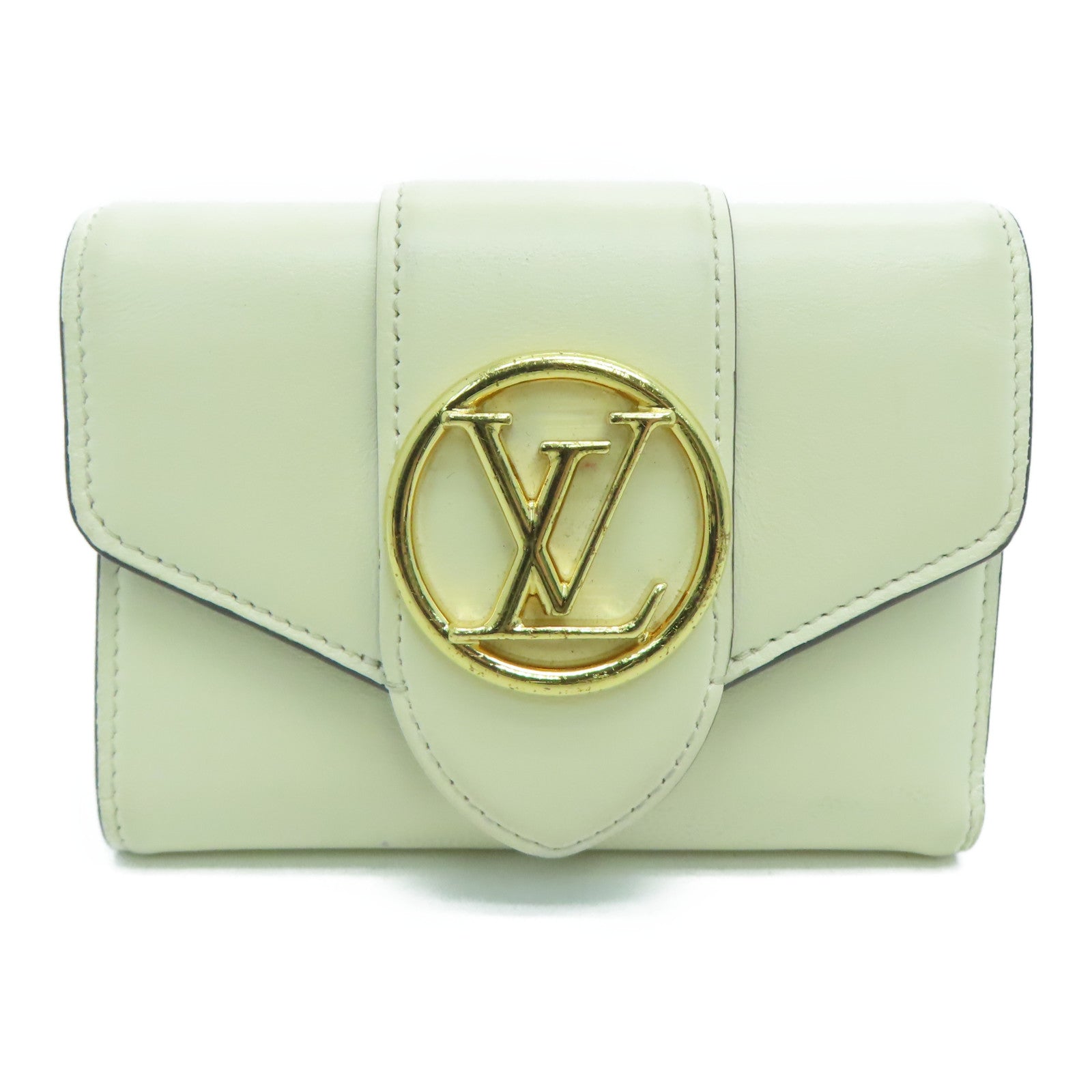LOUIS VUITTON 【激减优惠】牛皮皮革Point 9 Small Wallet金扣钱包白色