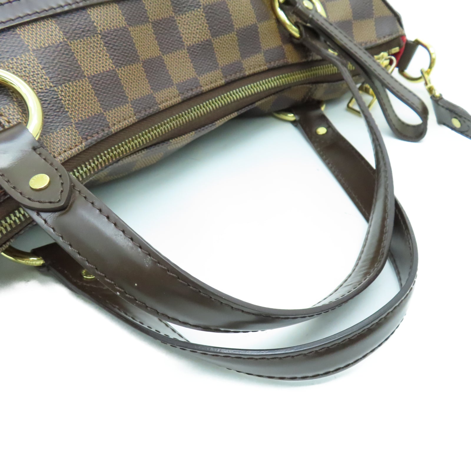 LOUIS VUITTON Damier Evora MM金扣手挽肩背兩用袋棕色