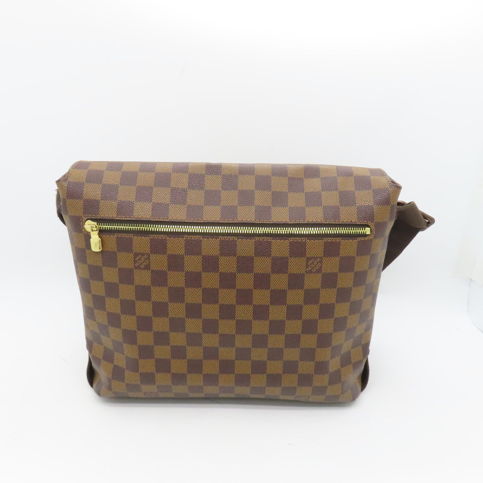 LOUIS VUITTON Damier Brooklyn MM Gold Buckle Shoulder Bag Brown
