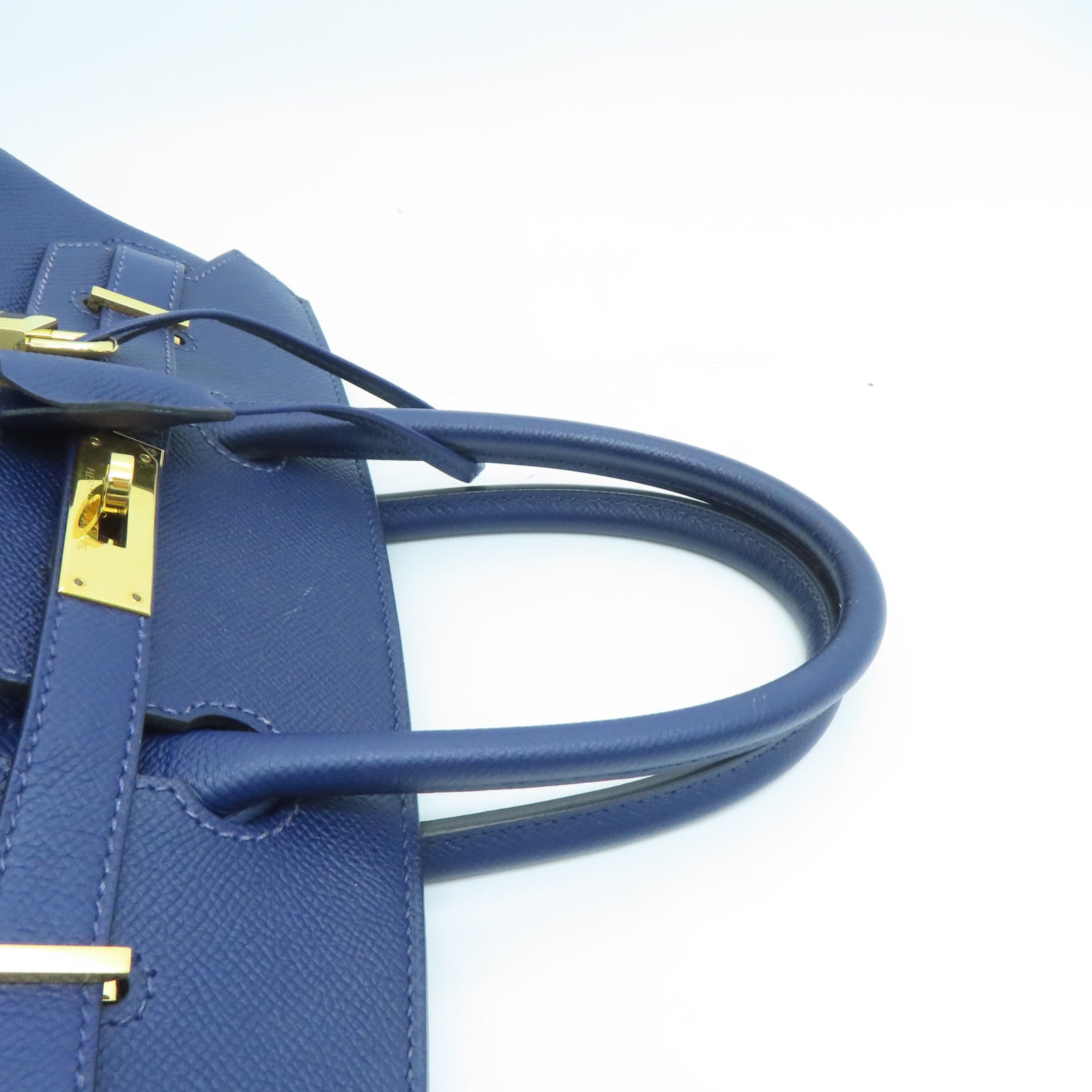HERMES Epsom皮革Birkin 30金扣手挽袋藍寶石