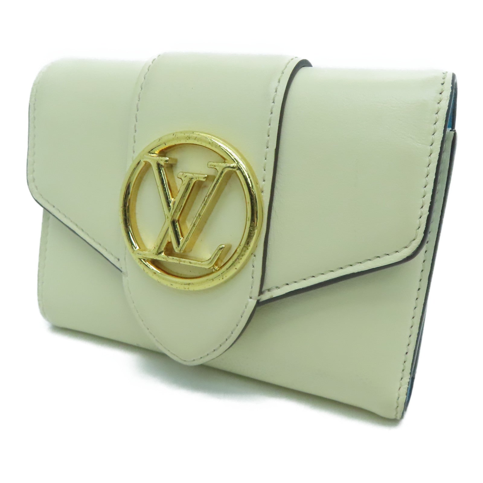 LOUIS VUITTON 【激减优惠】牛皮皮革Point 9 Small Wallet金扣钱包白色