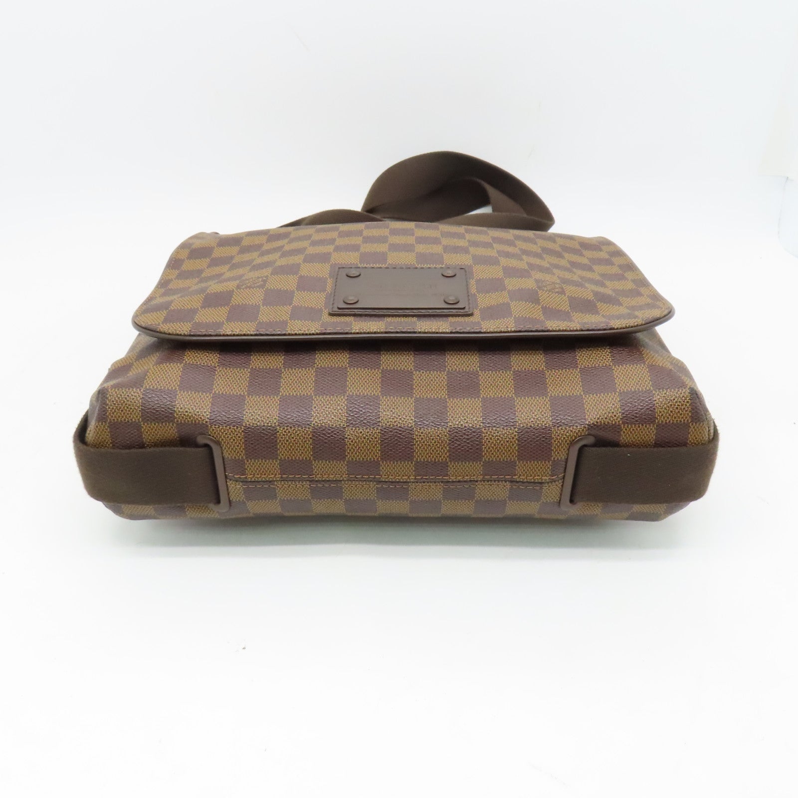 LOUIS VUITTON Damier Brooklyn MM Gold Buckle Shoulder Bag Brown