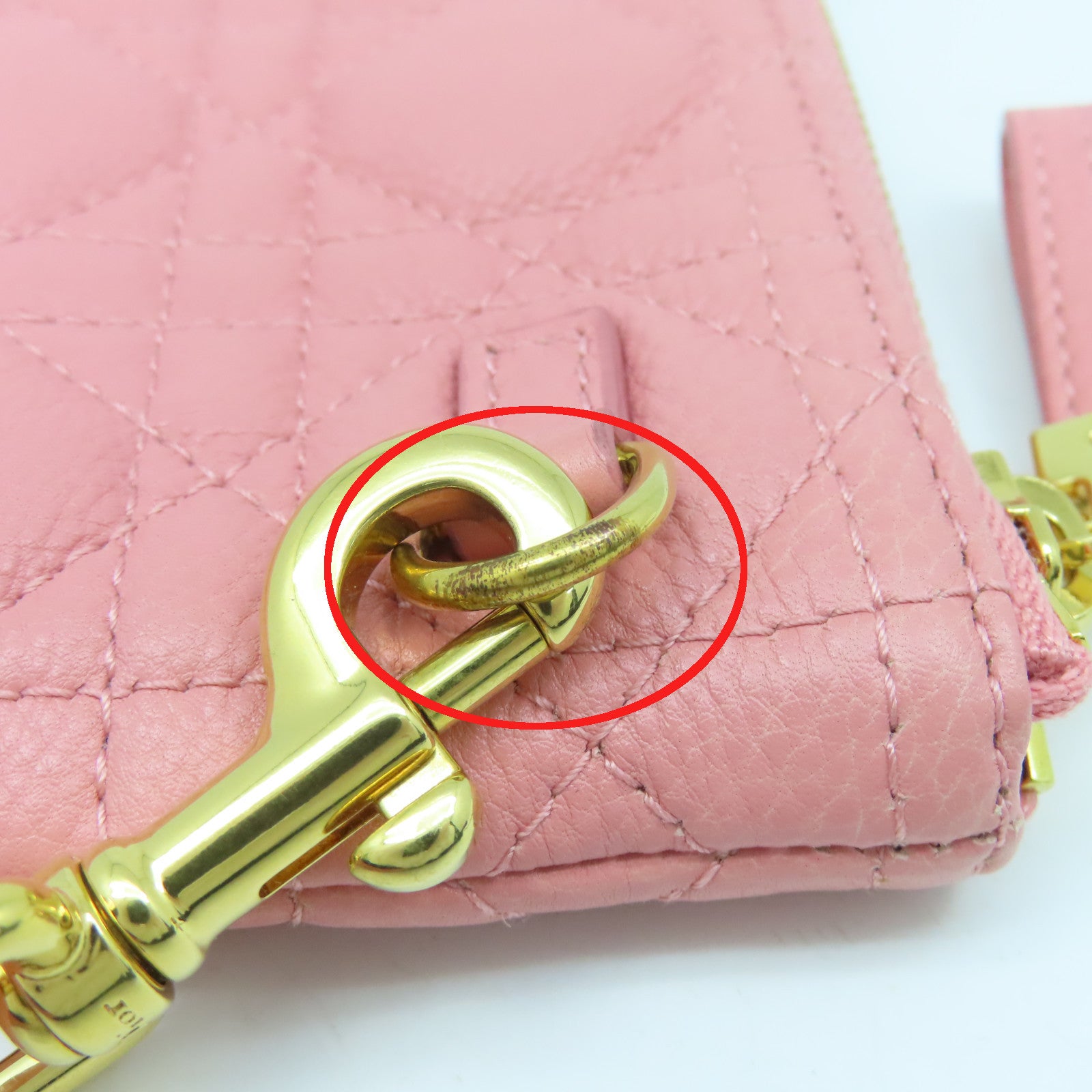 Dior 牛皮皮革Clutch Bag金扣手拿包粉紅色