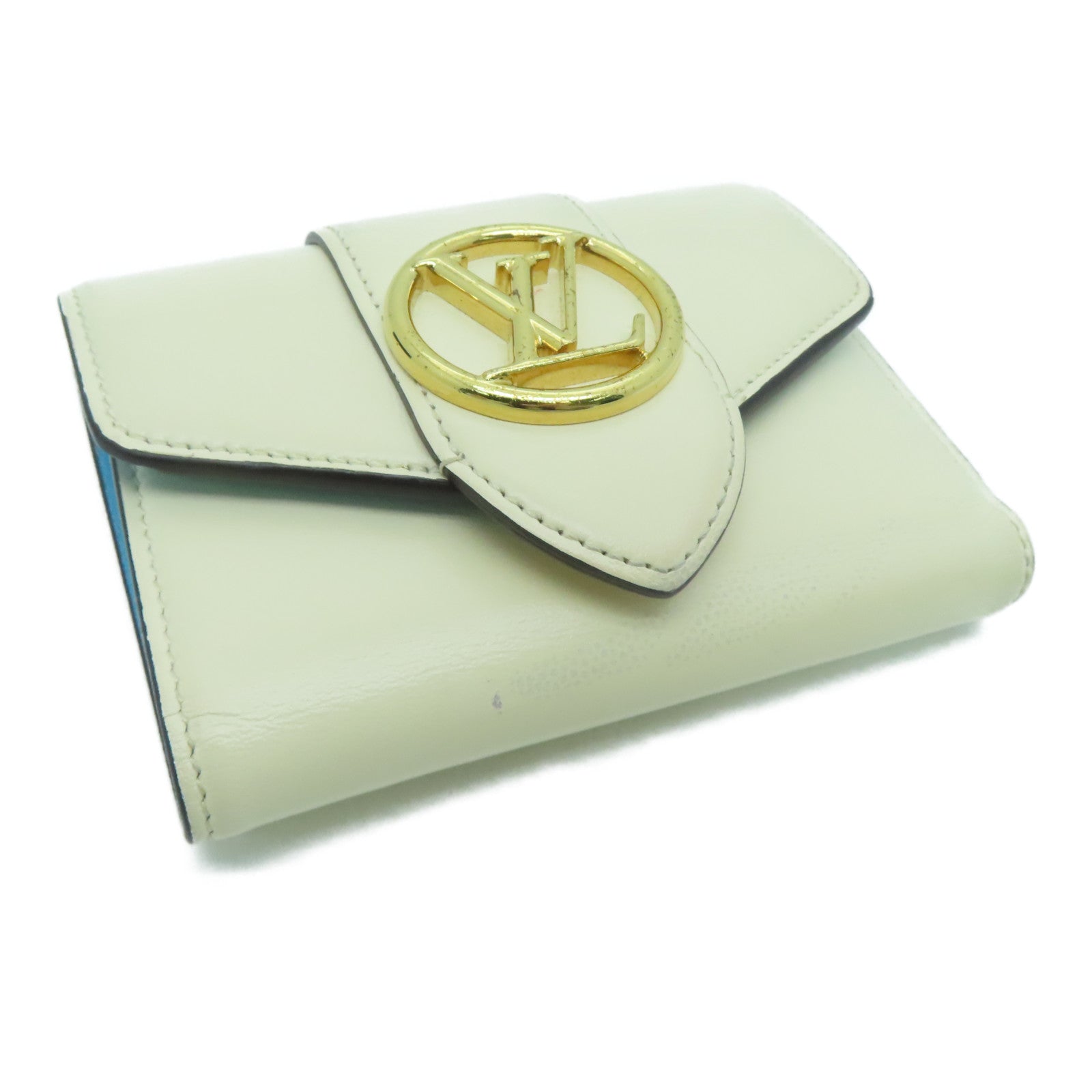 LOUIS VUITTON 【激减优惠】牛皮皮革Point 9 Small Wallet金扣钱包白色