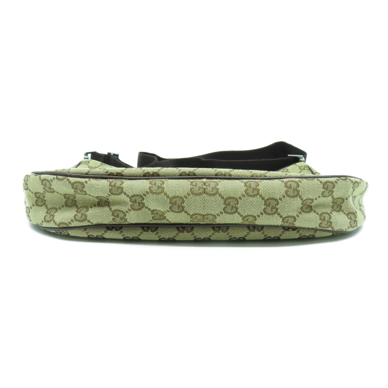 GUCCI GG帆布Shoulder Bag銀扣肩背袋啡色