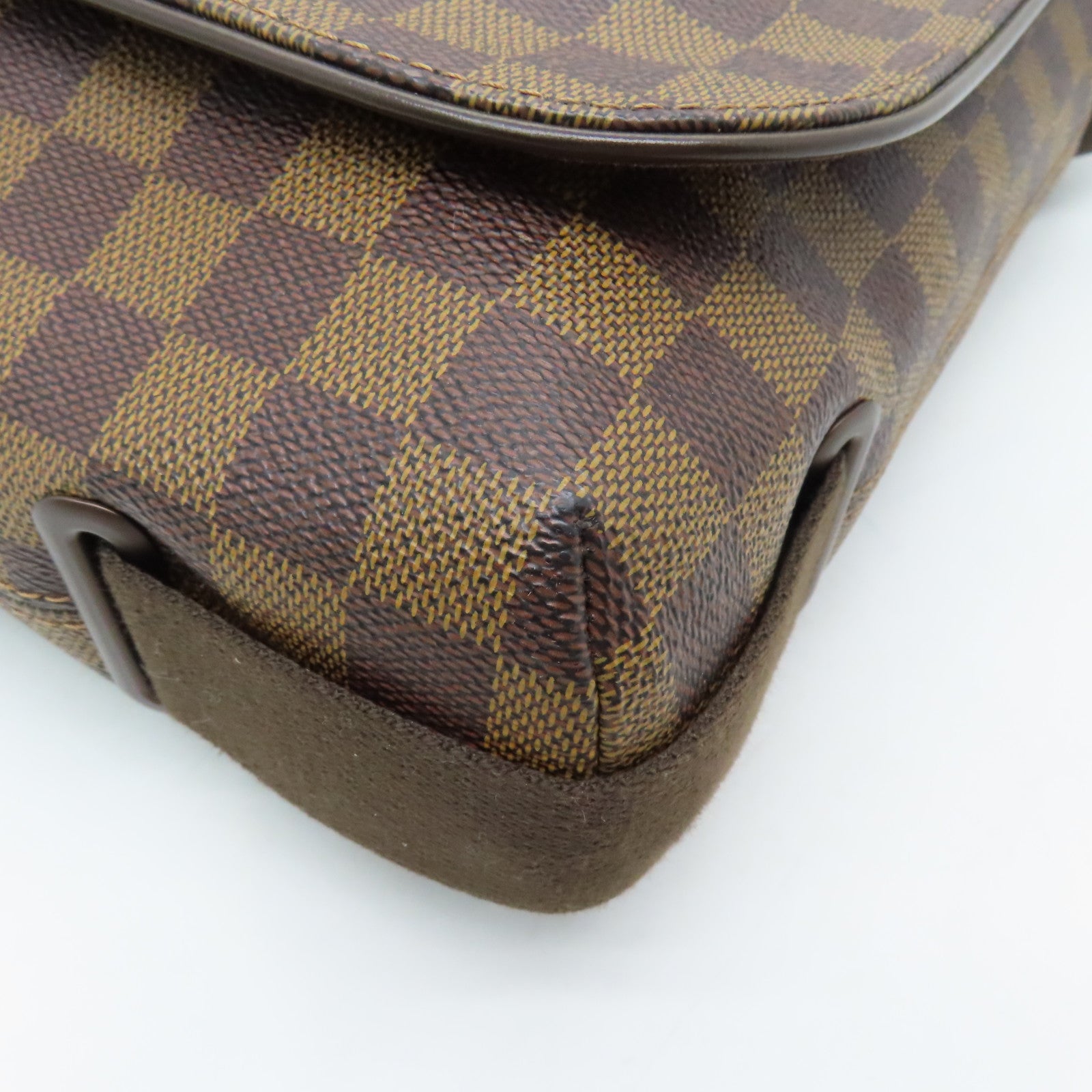 LOUIS VUITTON Damier Brooklyn MM Gold Buckle Shoulder Bag Brown
