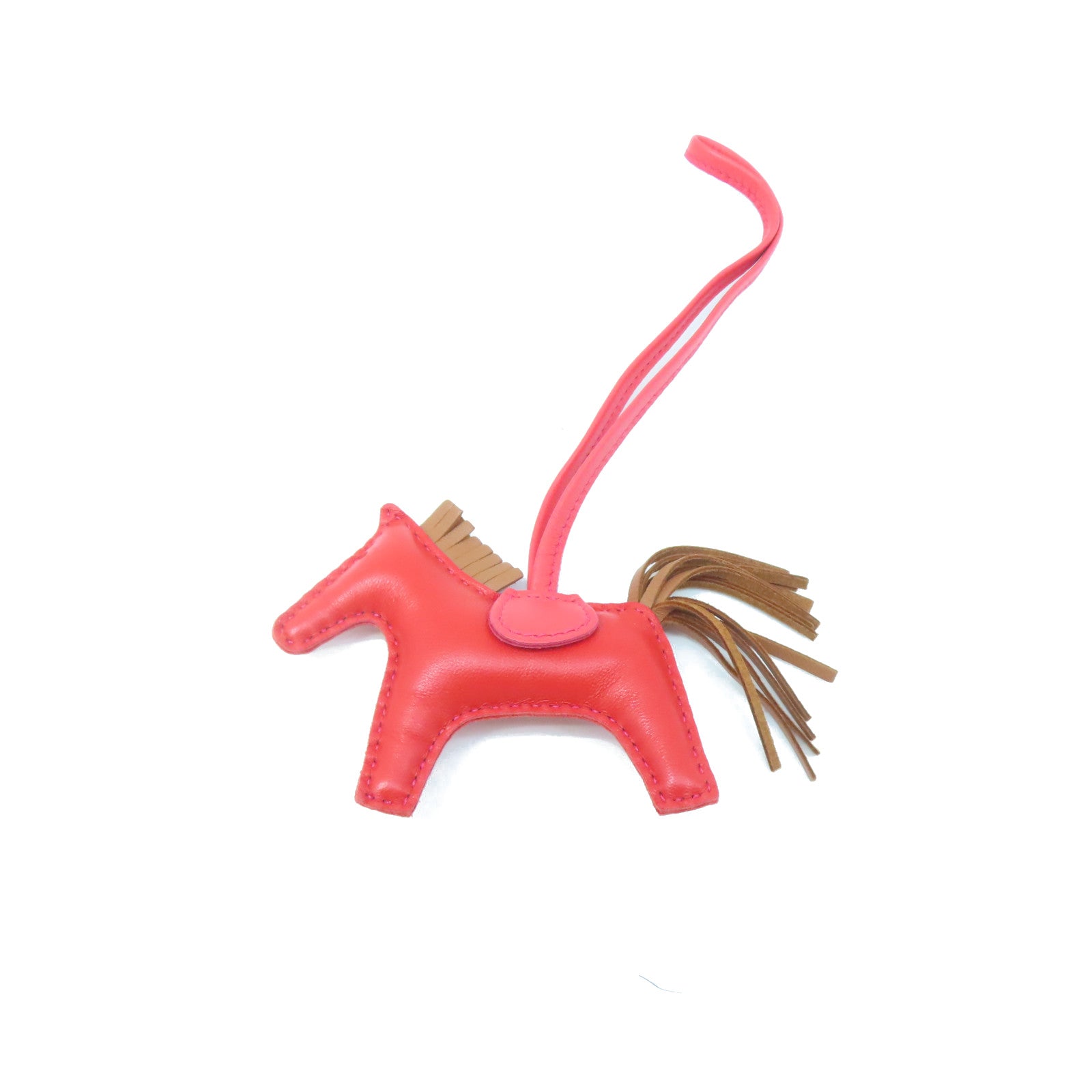 HERMES Swift Leather Rodeo S Charm Red/Brown