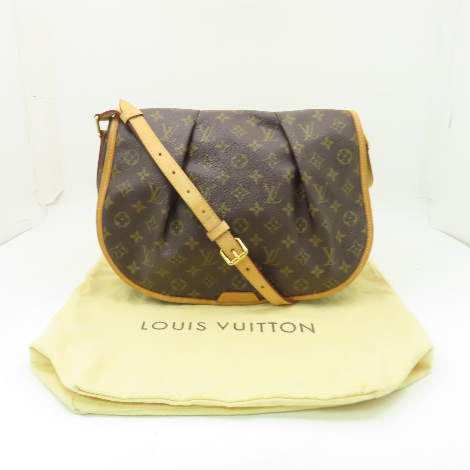 LOUIS VUITTON Monogram Menilmotant MM金扣肩背袋棕色