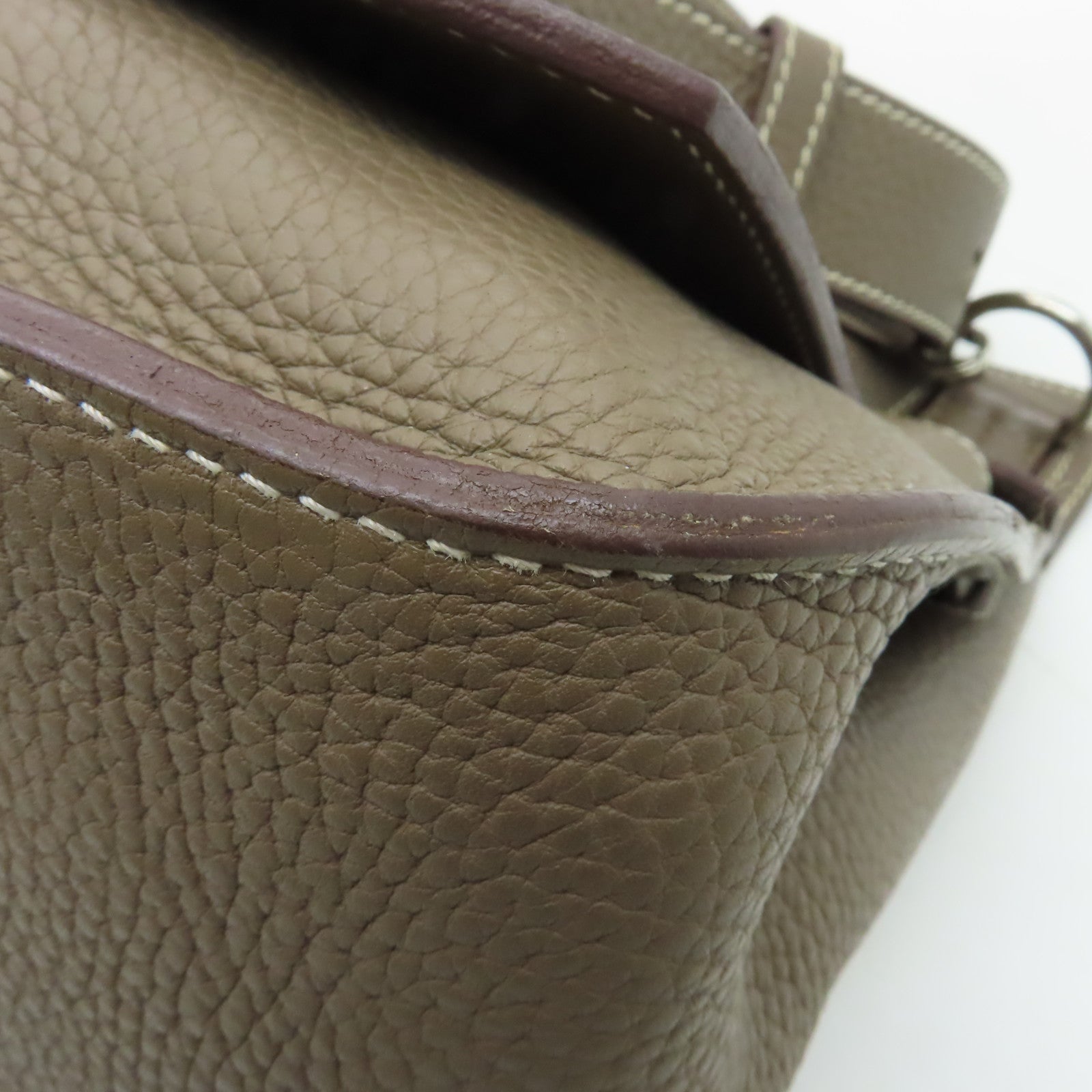 HERMES Clemence皮革Jypsiere 28銀扣肩背袋大象灰色
