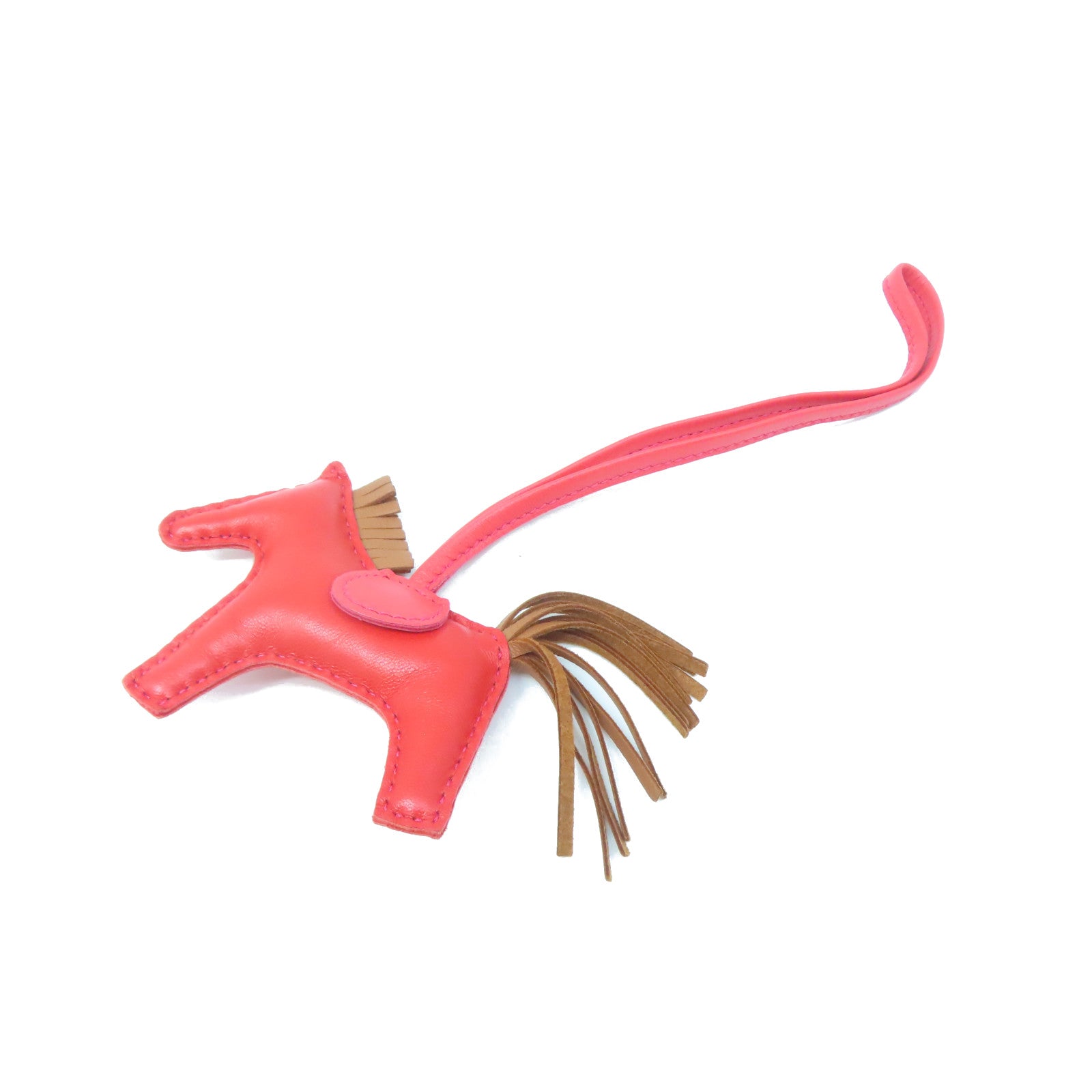 HERMES Swift Leather Rodeo S Charm Red/Brown