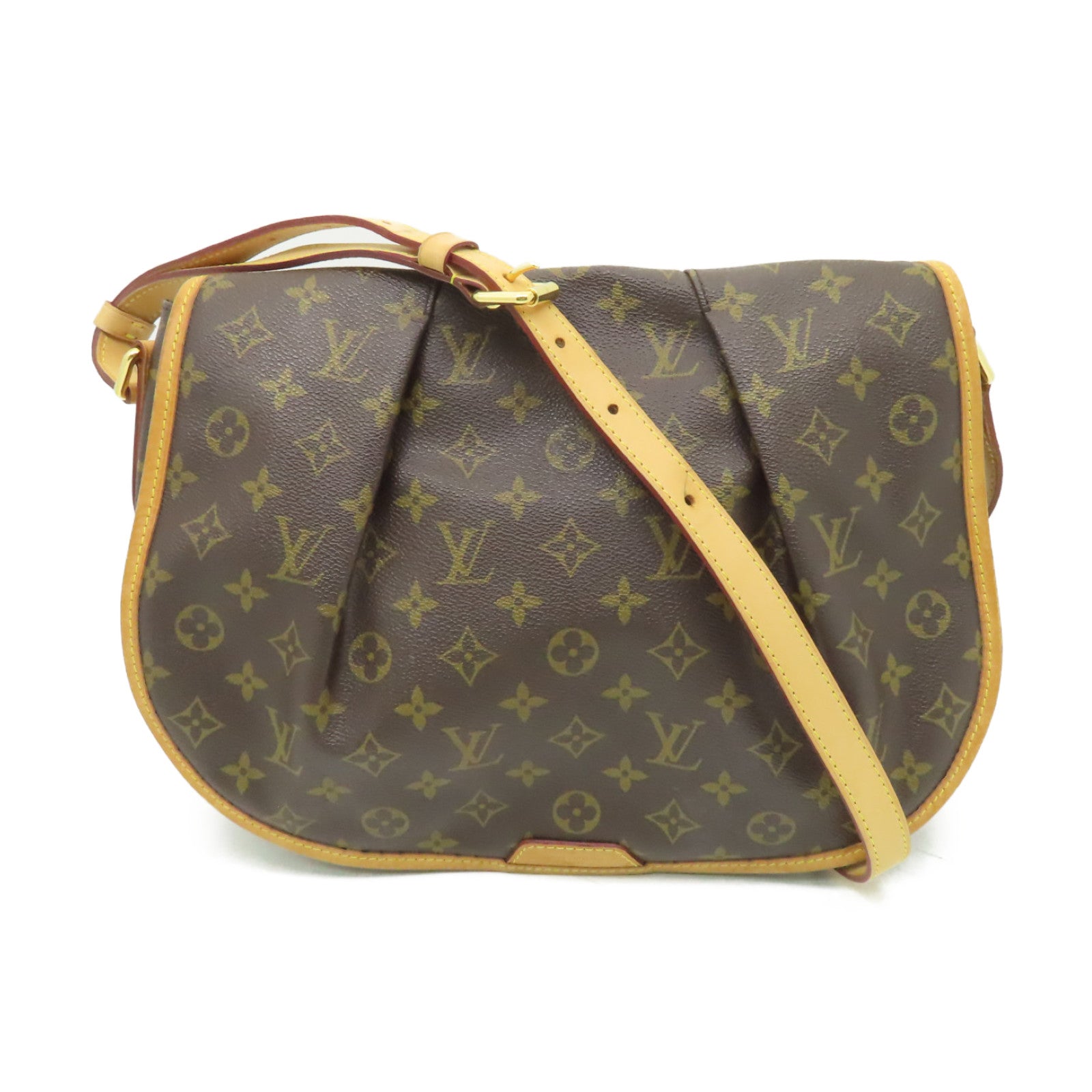 LOUIS VUITTON Monogram Menilmotant MM金扣肩背袋棕色