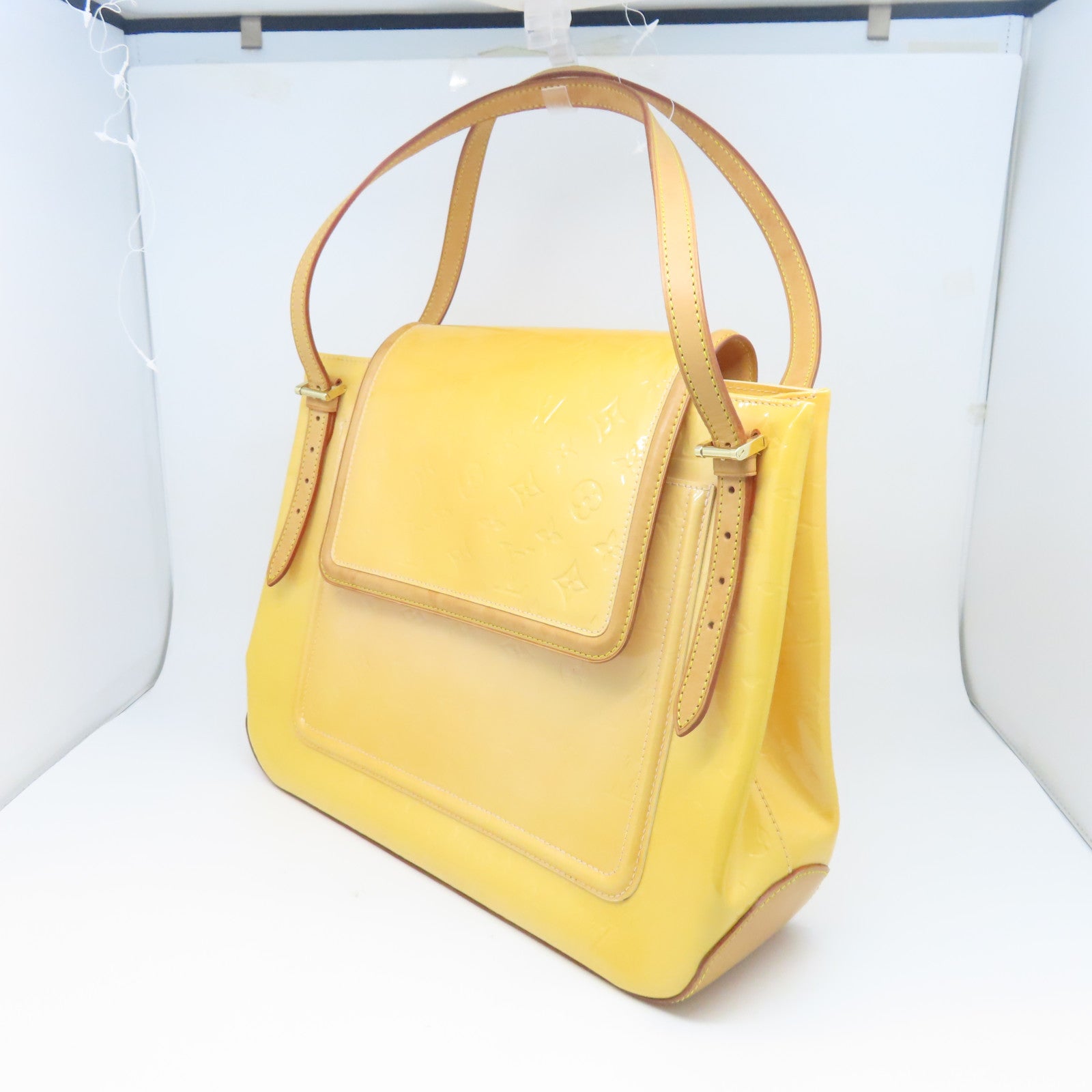 LOUIS VUITTON Monogram Vernis Tote Bag金扣手挽袋黃色