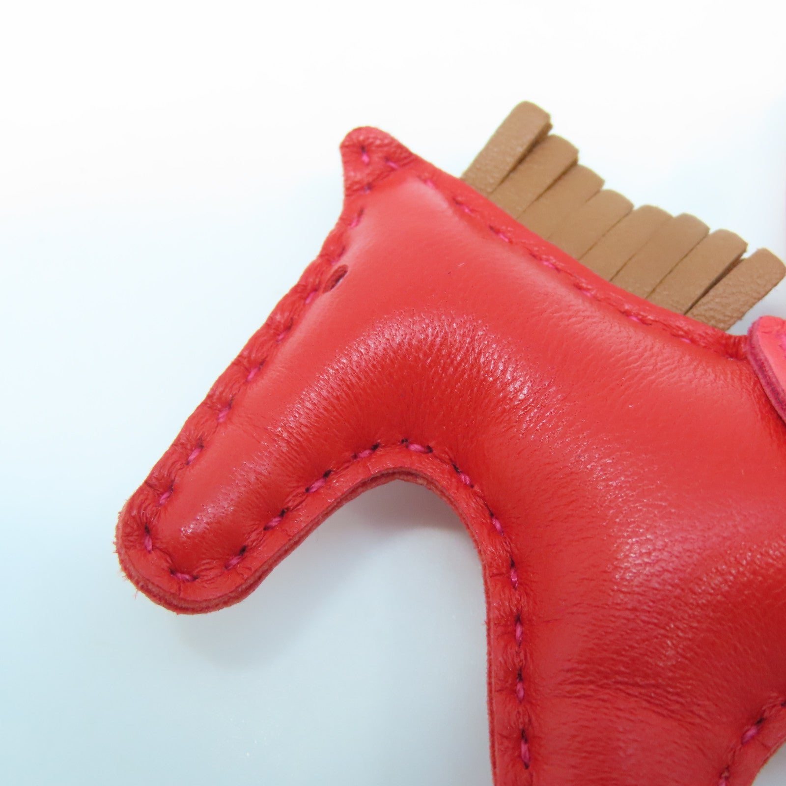 HERMES Swift Leather Rodeo S Charm Red/Brown