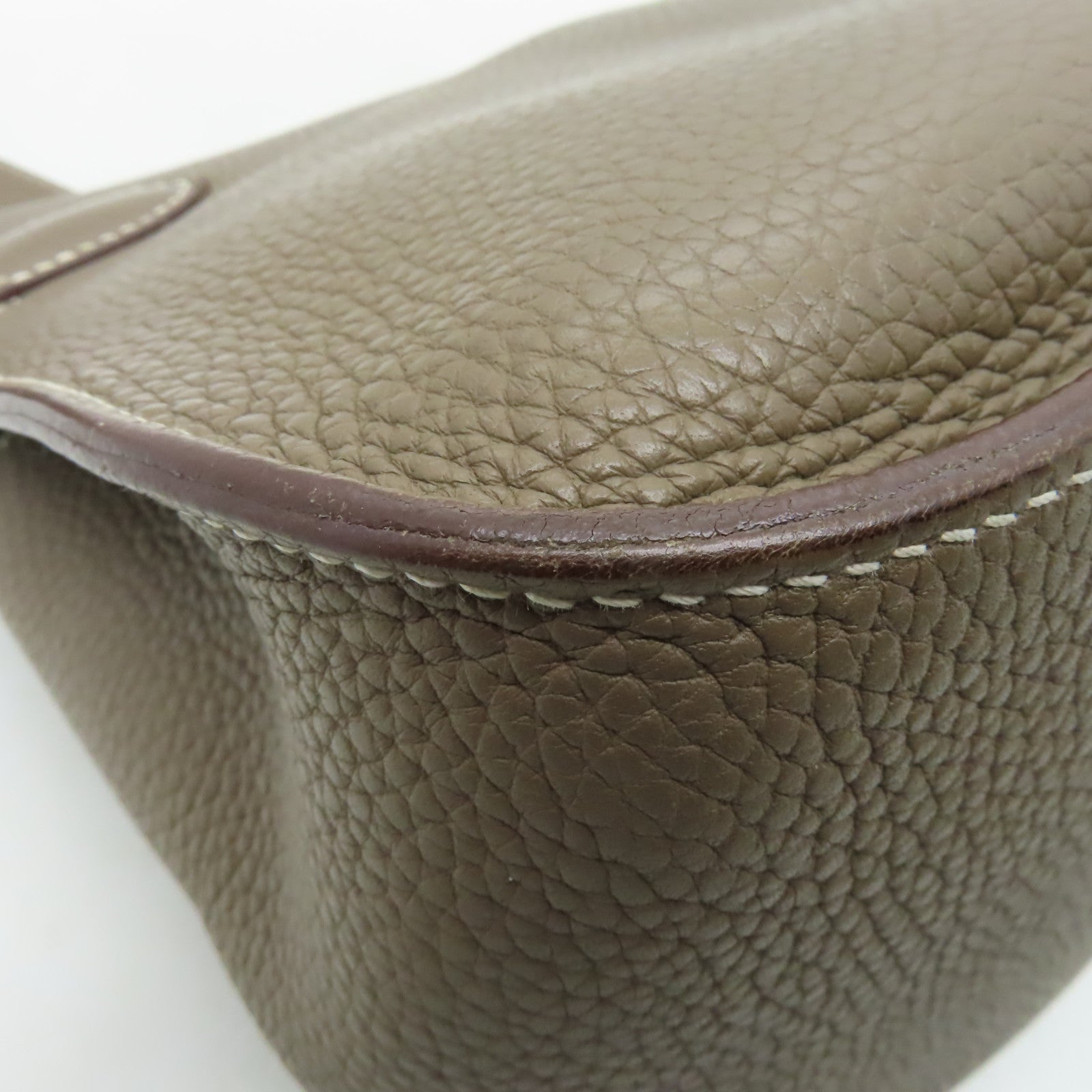 HERMES Clemence皮革Jypsiere 28銀扣肩背袋大象灰色