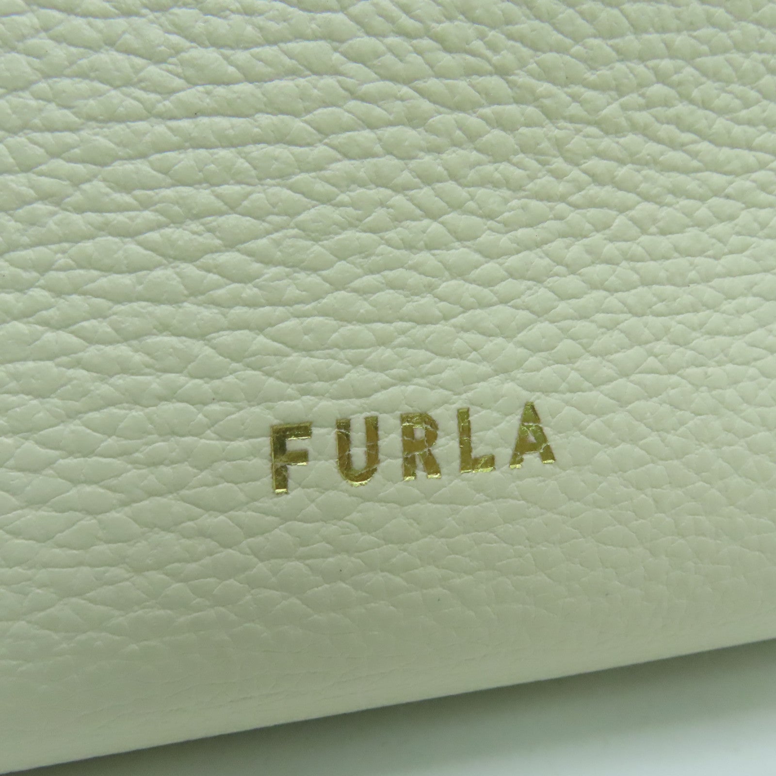 Furla 牛皮皮革Margherita金扣手挽袋白色/米色