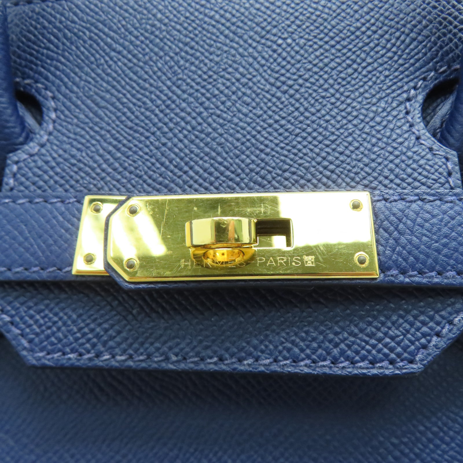 HERMES Epsom皮革Birkin 30金扣手挽袋藍寶石