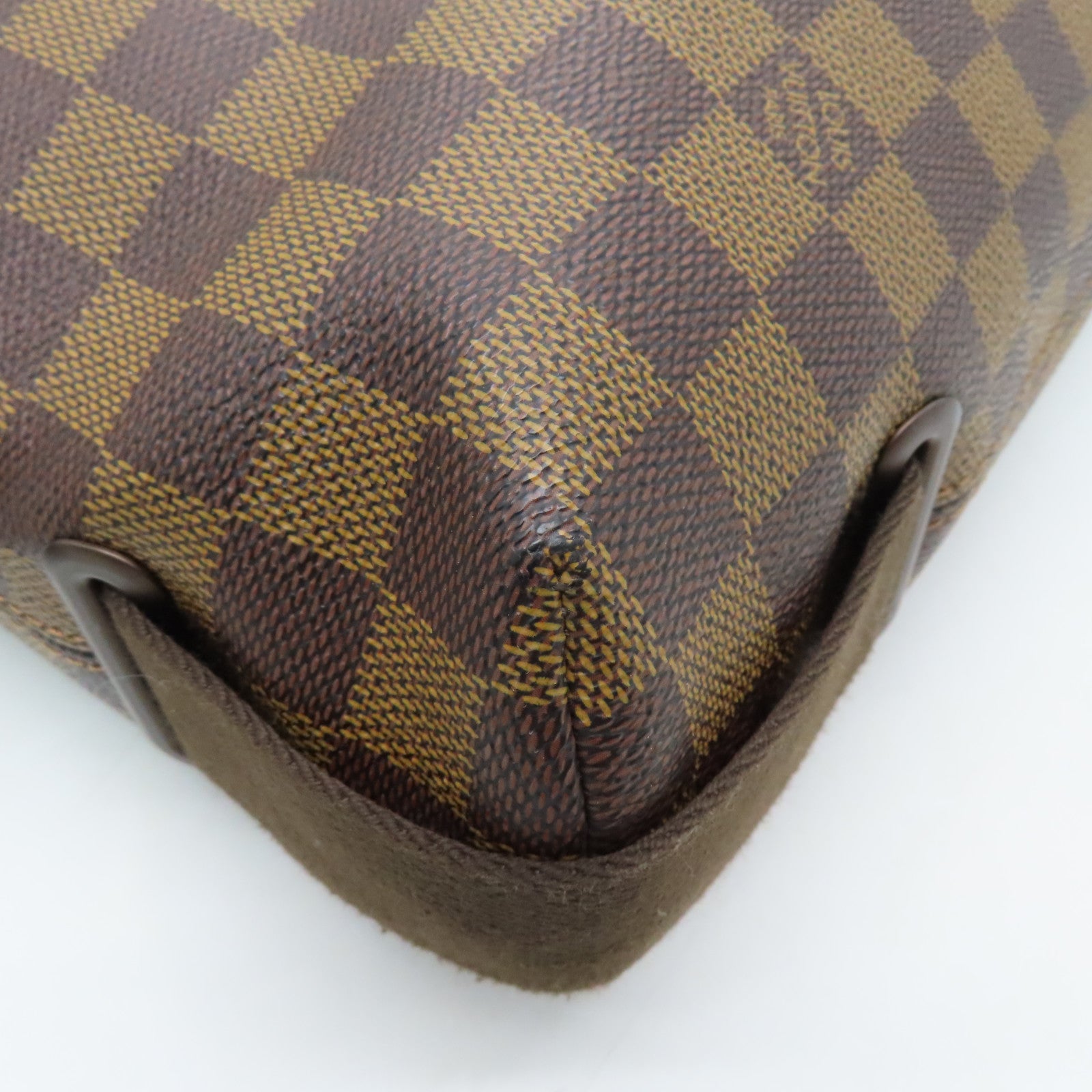 LOUIS VUITTON Damier Brooklyn MM Gold Buckle Shoulder Bag Brown