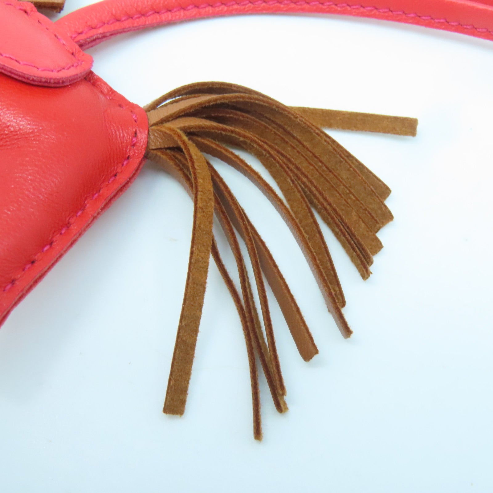 HERMES Swift Leather Rodeo S Charm Red/Brown
