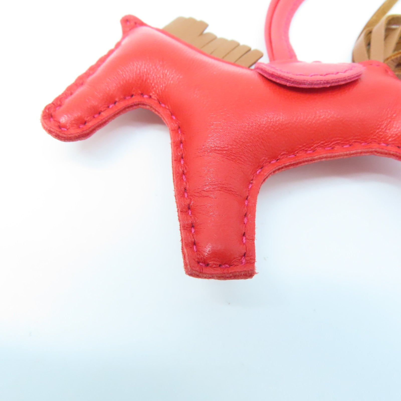 HERMES Swift Leather Rodeo S Charm Red/Brown