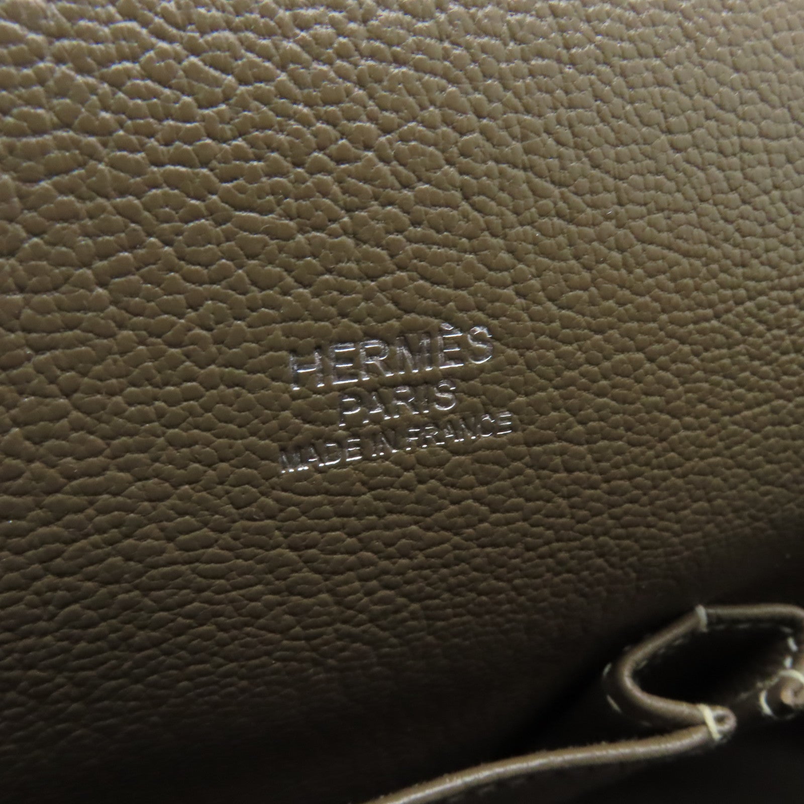 HERMES Clemence皮革Jypsiere 28銀扣肩背袋大象灰色