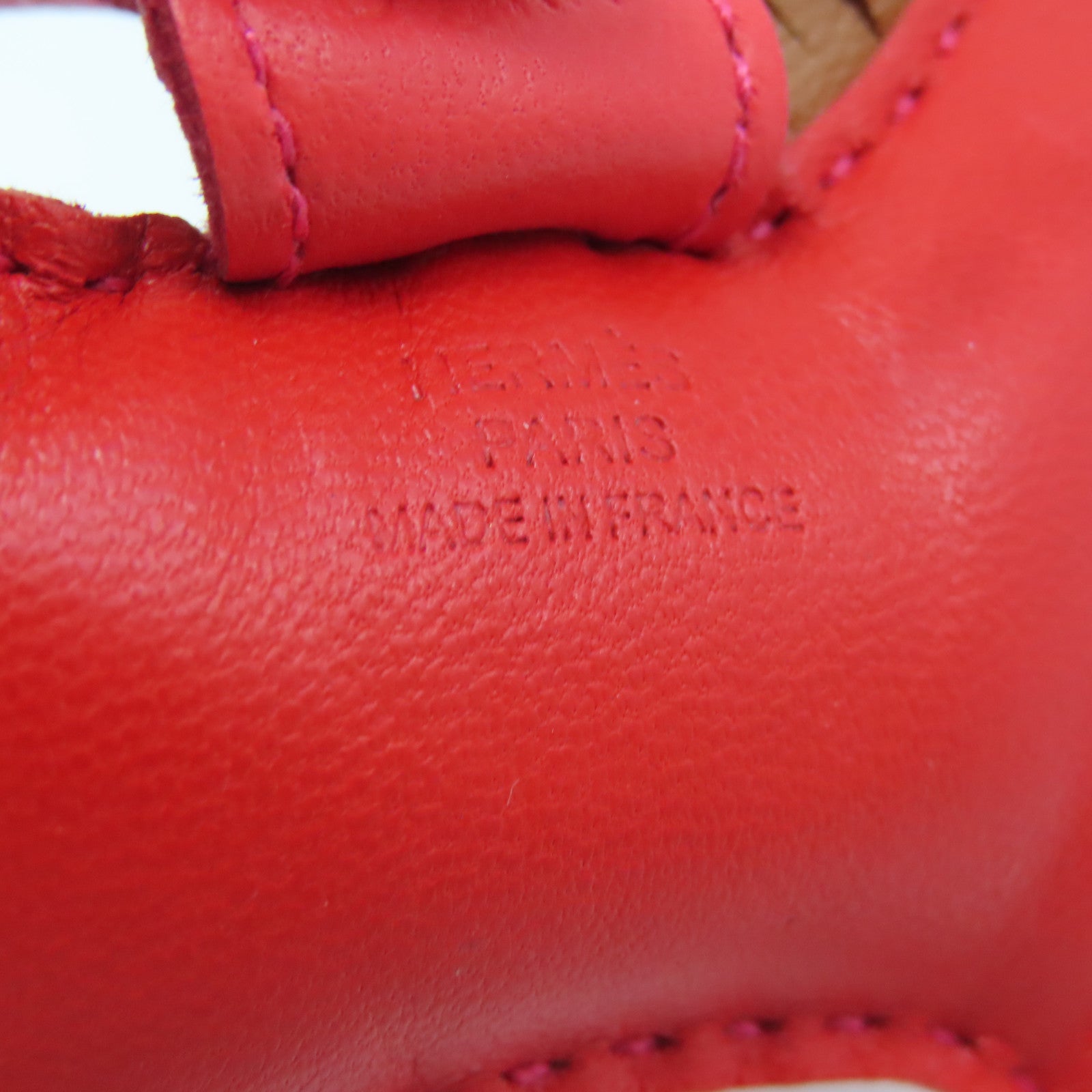 HERMES Swift Leather Rodeo S Charm Red/Brown