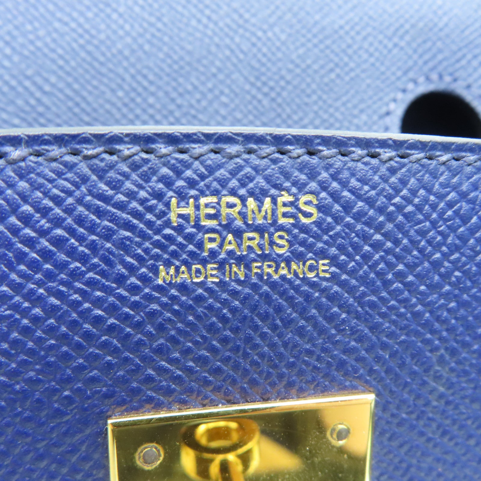 HERMES Epsom皮革Birkin 30金扣手挽袋藍寶石