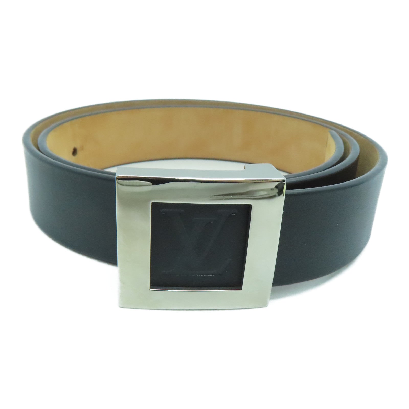 LOUIS VUITTON 【激减优惠】金属/牛皮皮革Belt 85银扣皮带黑色