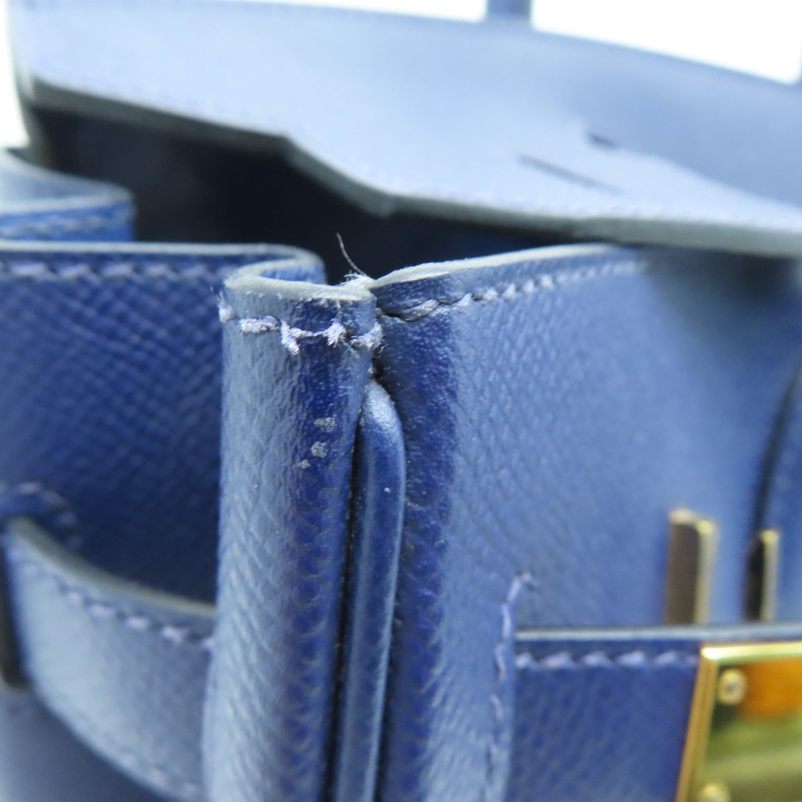 HERMES Epsom皮革Birkin 30金扣手挽袋藍寶石