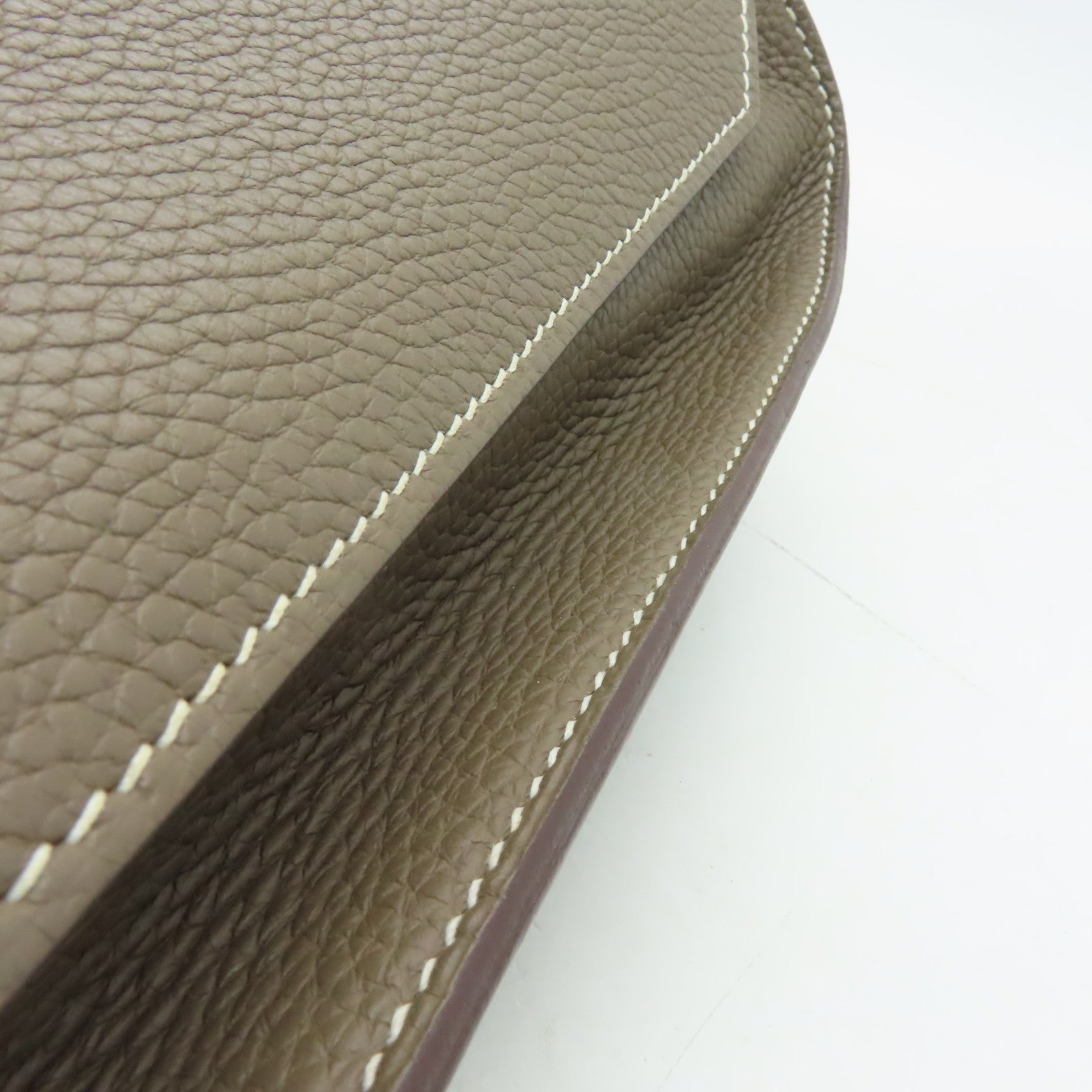 HERMES Clemence皮革Jypsiere 28銀扣肩背袋大象灰色