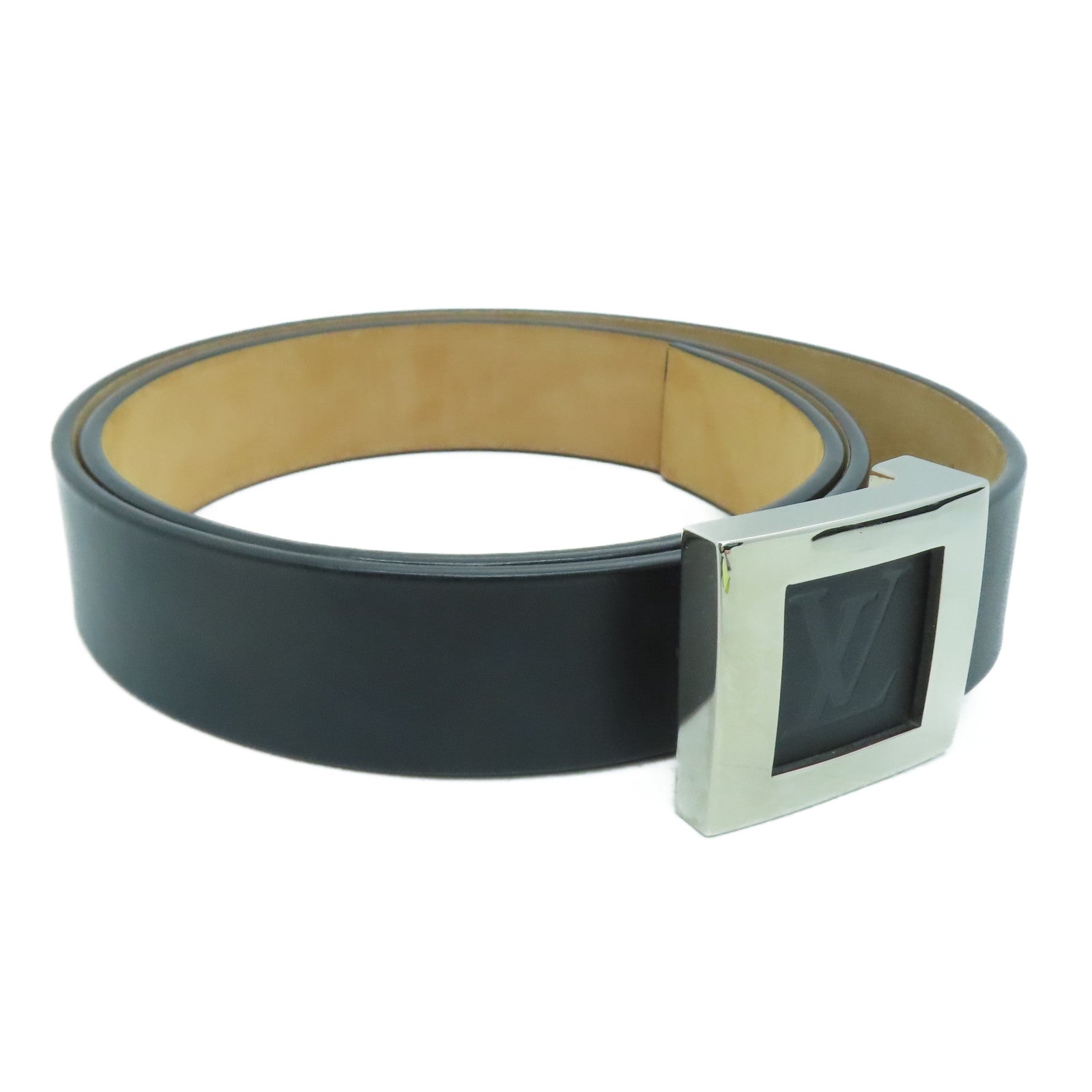 LOUIS VUITTON 【激减优惠】金属/牛皮皮革Belt 85银扣皮带黑色