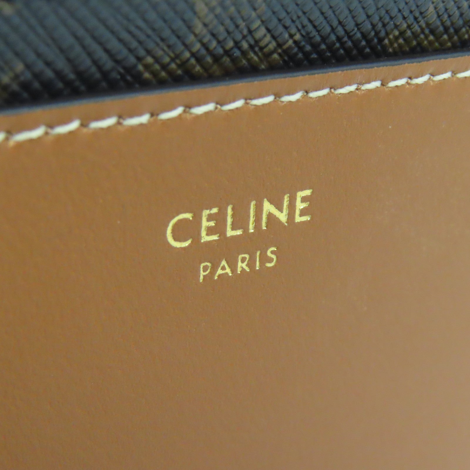CELINE Coated Canvas Zipped Card Holder Gold Buckle Card Holder Brown