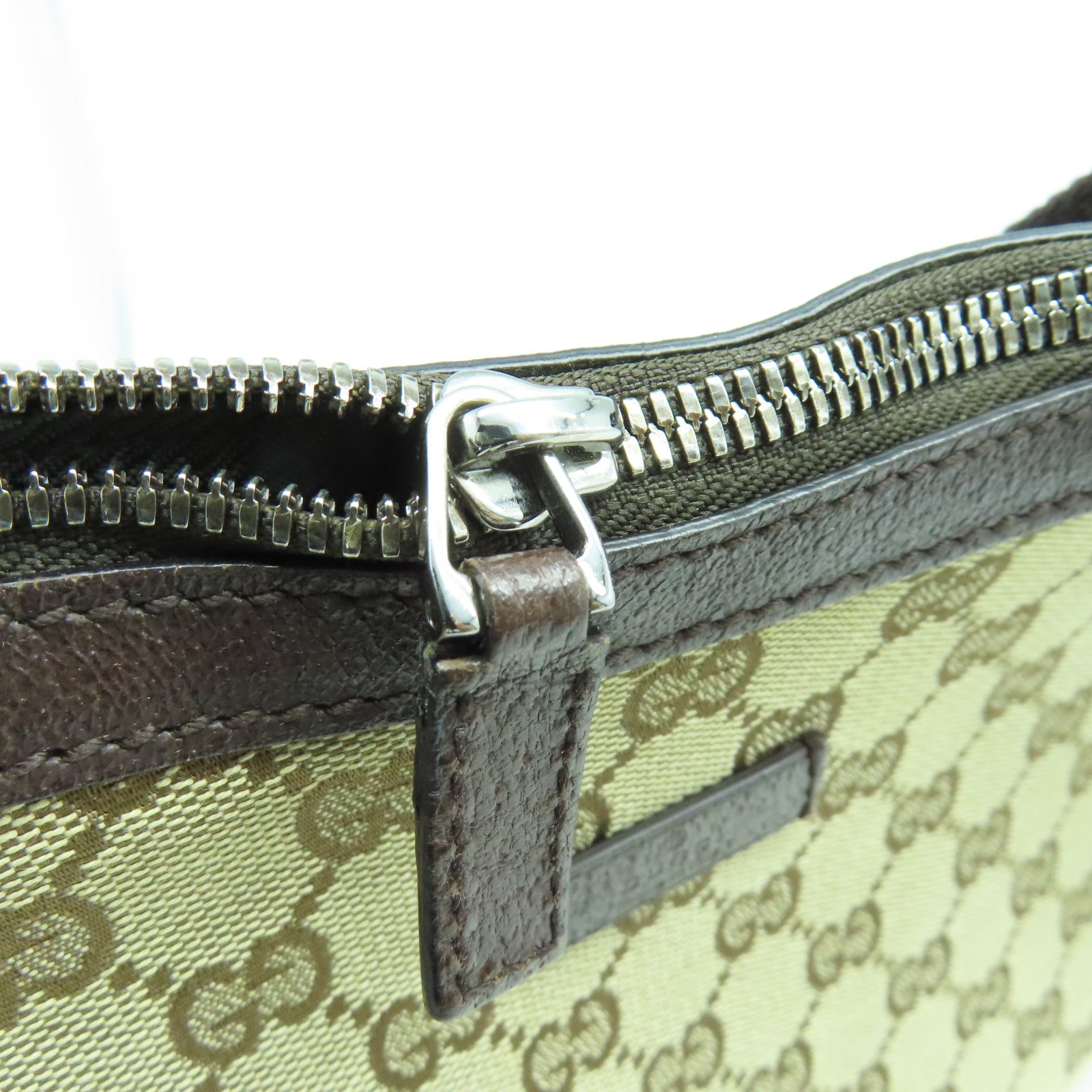 GUCCI GG帆布Shoulder Bag銀扣肩背袋啡色