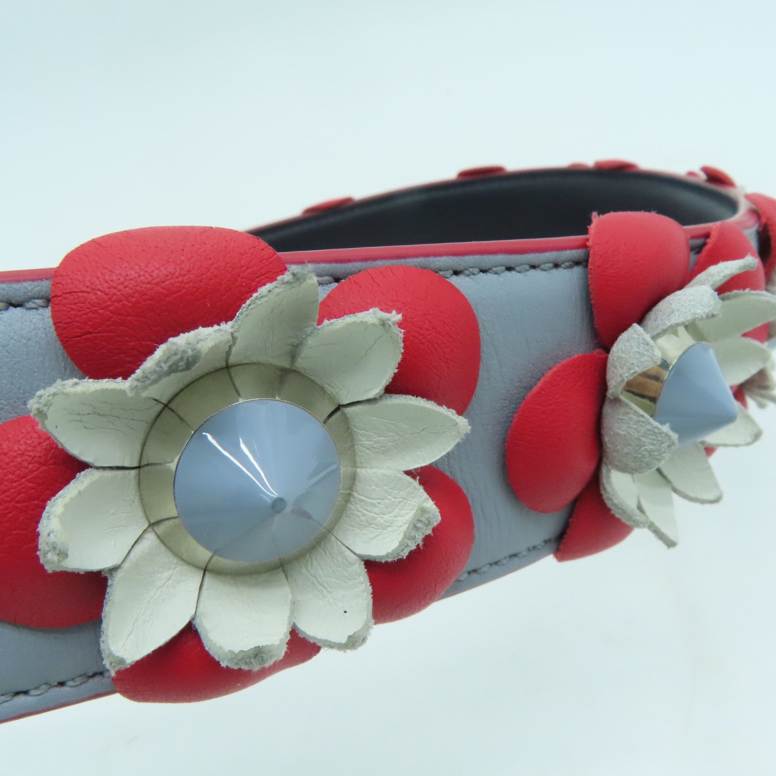 FENDI 牛皮皮革Shoulder Strap银扣肩背带灰色