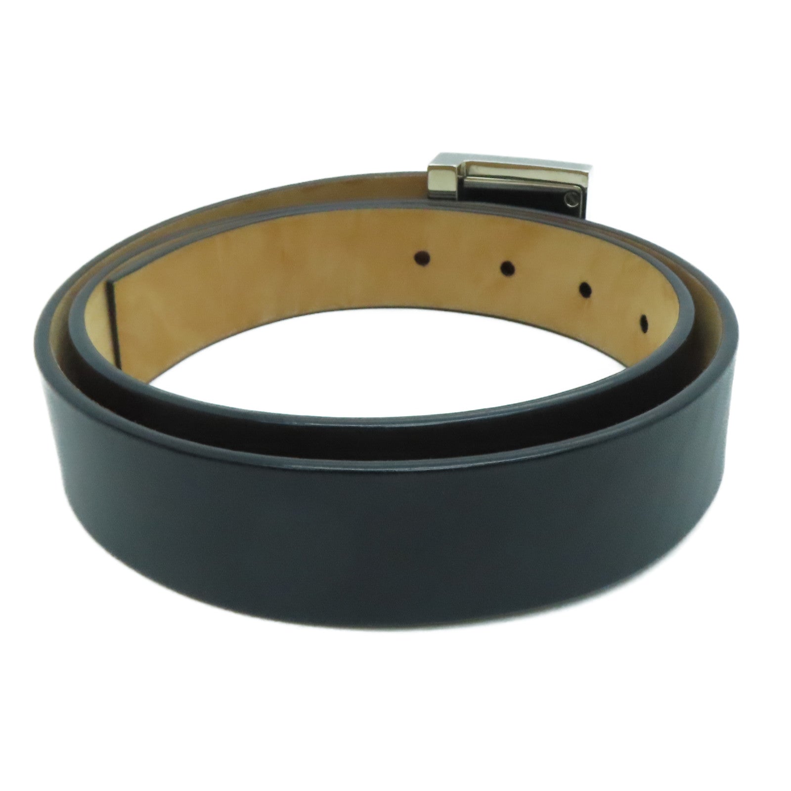 LOUIS VUITTON 【激减优惠】金属/牛皮皮革Belt 85银扣皮带黑色