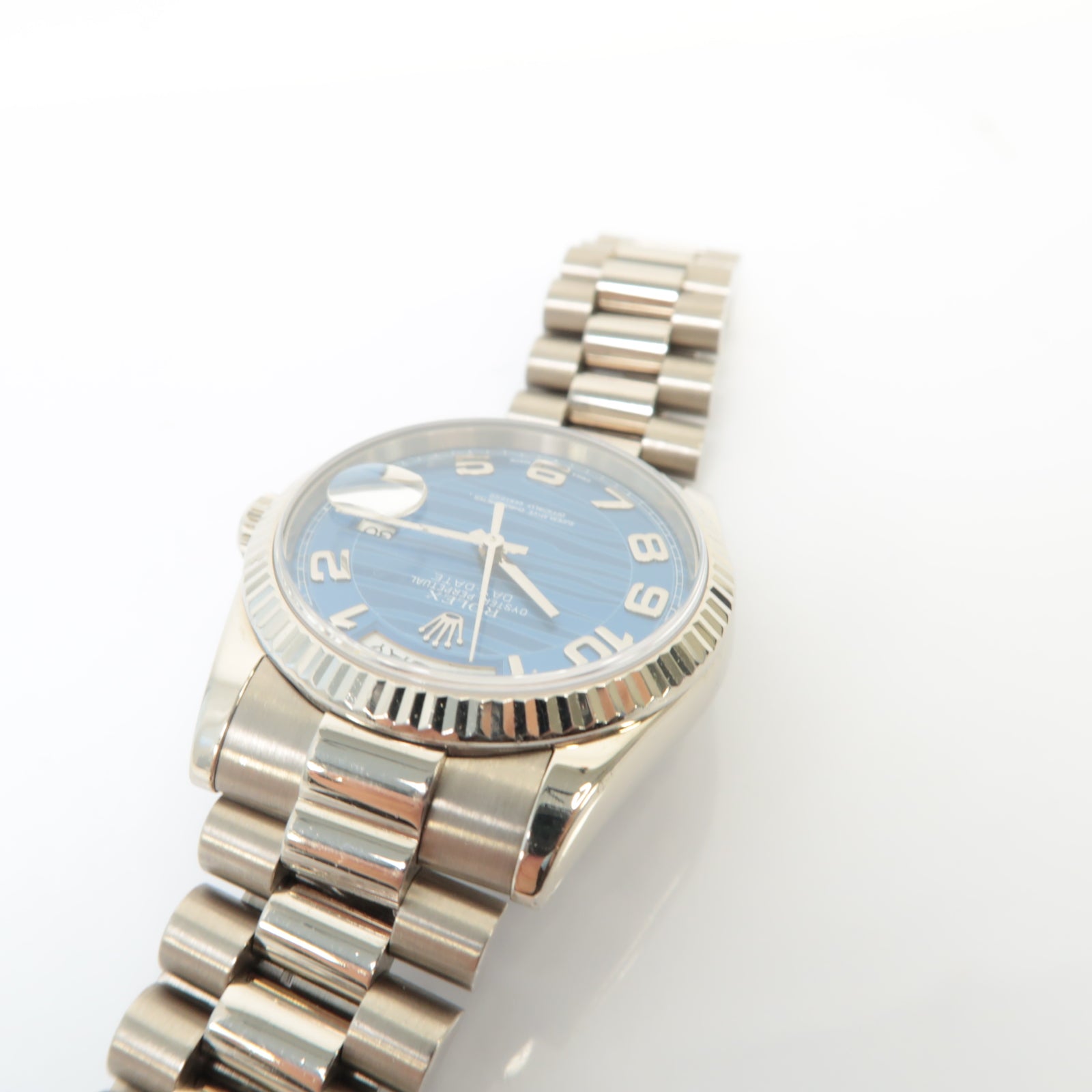 ROLEX Daydate 36mm 18K白金/不鏽鋼手錶自動機芯藍色