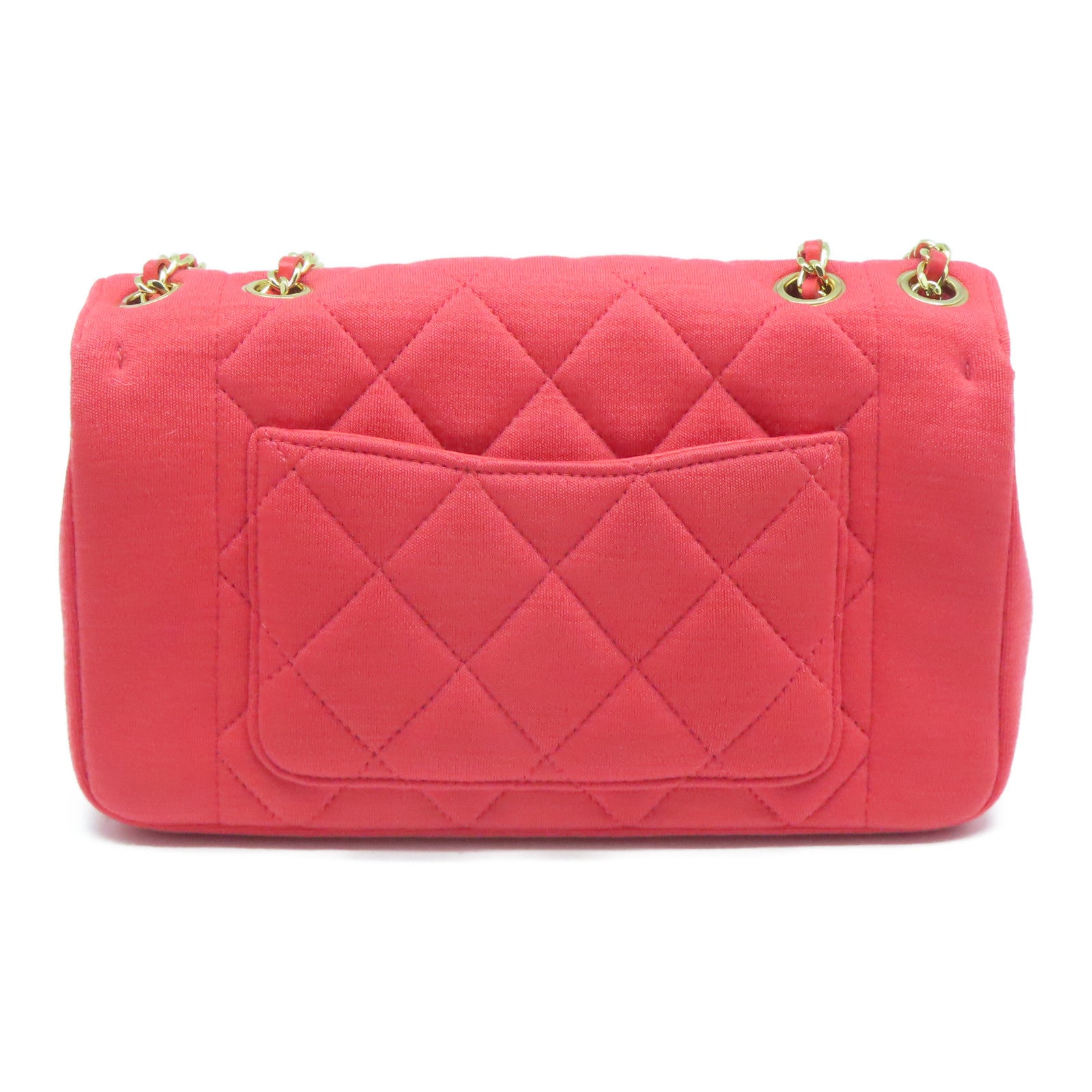 CHANEL 菱格布料Chain Shoulder Bag金扣鏈帶肩背袋紅色