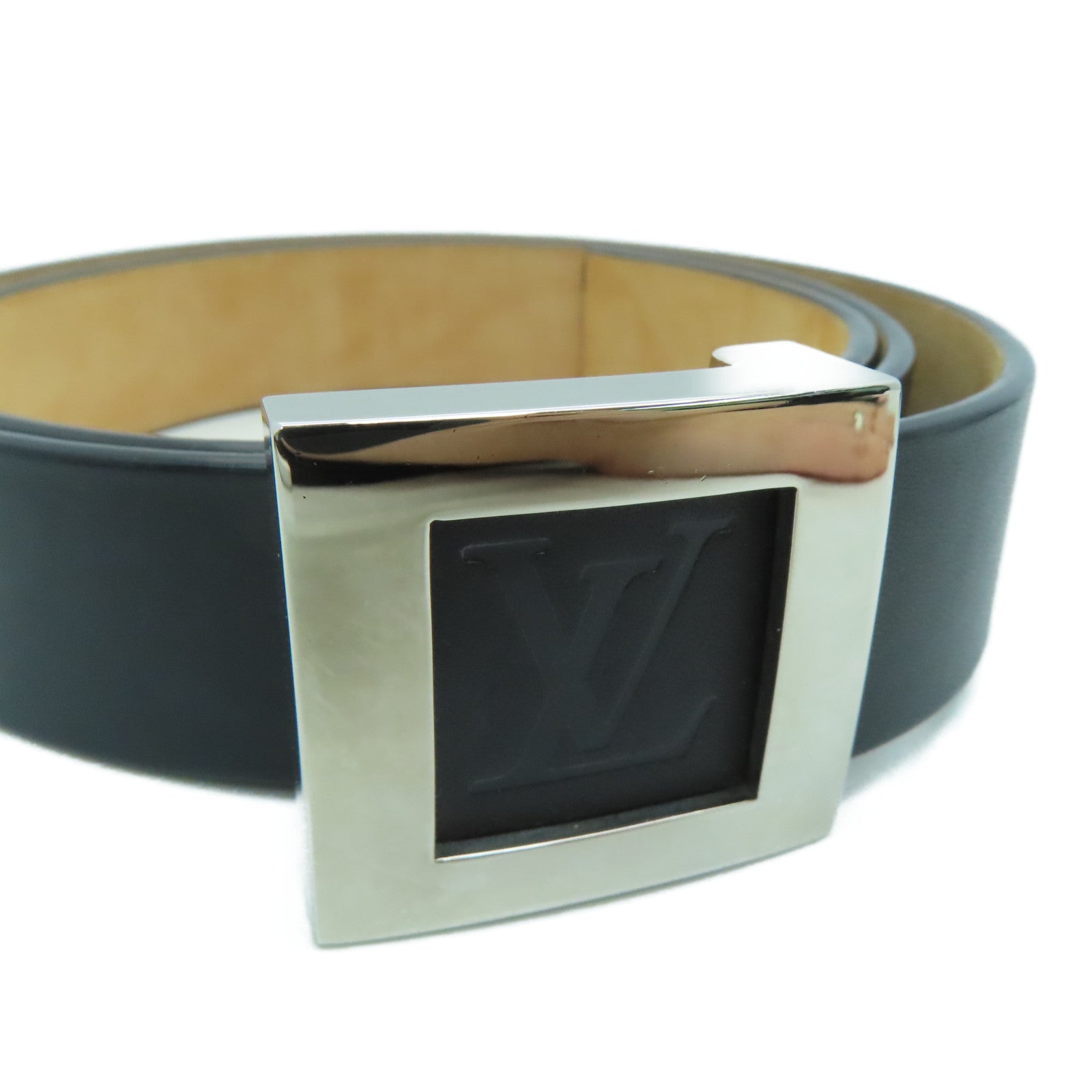 LOUIS VUITTON 【激减优惠】金属/牛皮皮革Belt 85银扣皮带黑色
