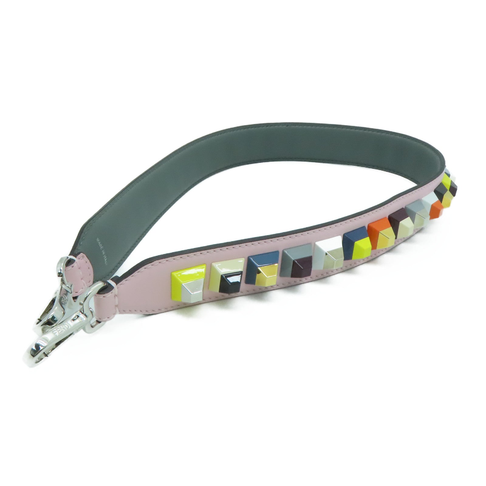 FENDI 牛皮皮革Shoulder Strap银扣肩背带粉红色